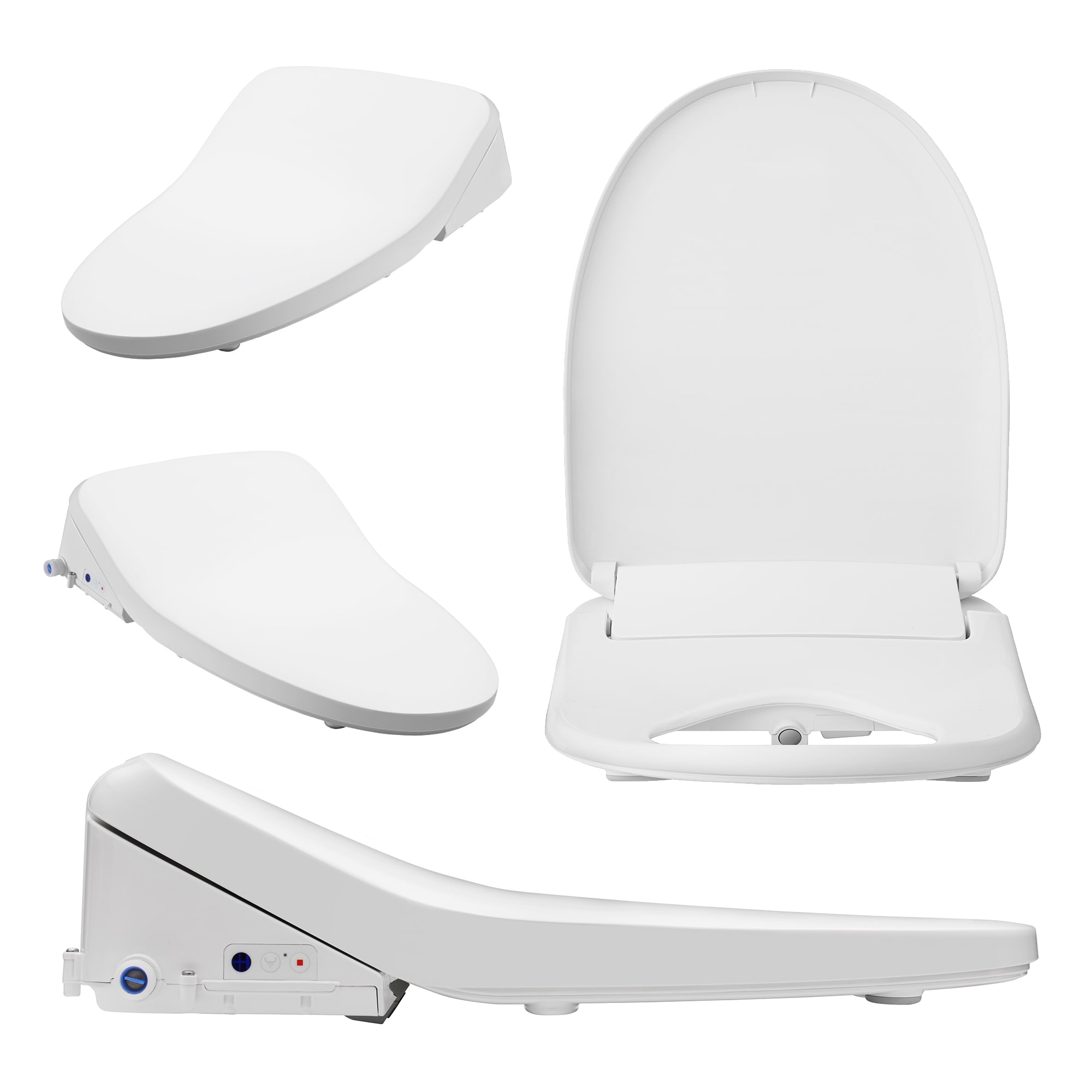 Asiento de Inodoro con Bidé Eléctrico Caliente, Suave Cierre Lento, Forma Alargada en Plástico Blanco Bio Bidet BB1200E 000