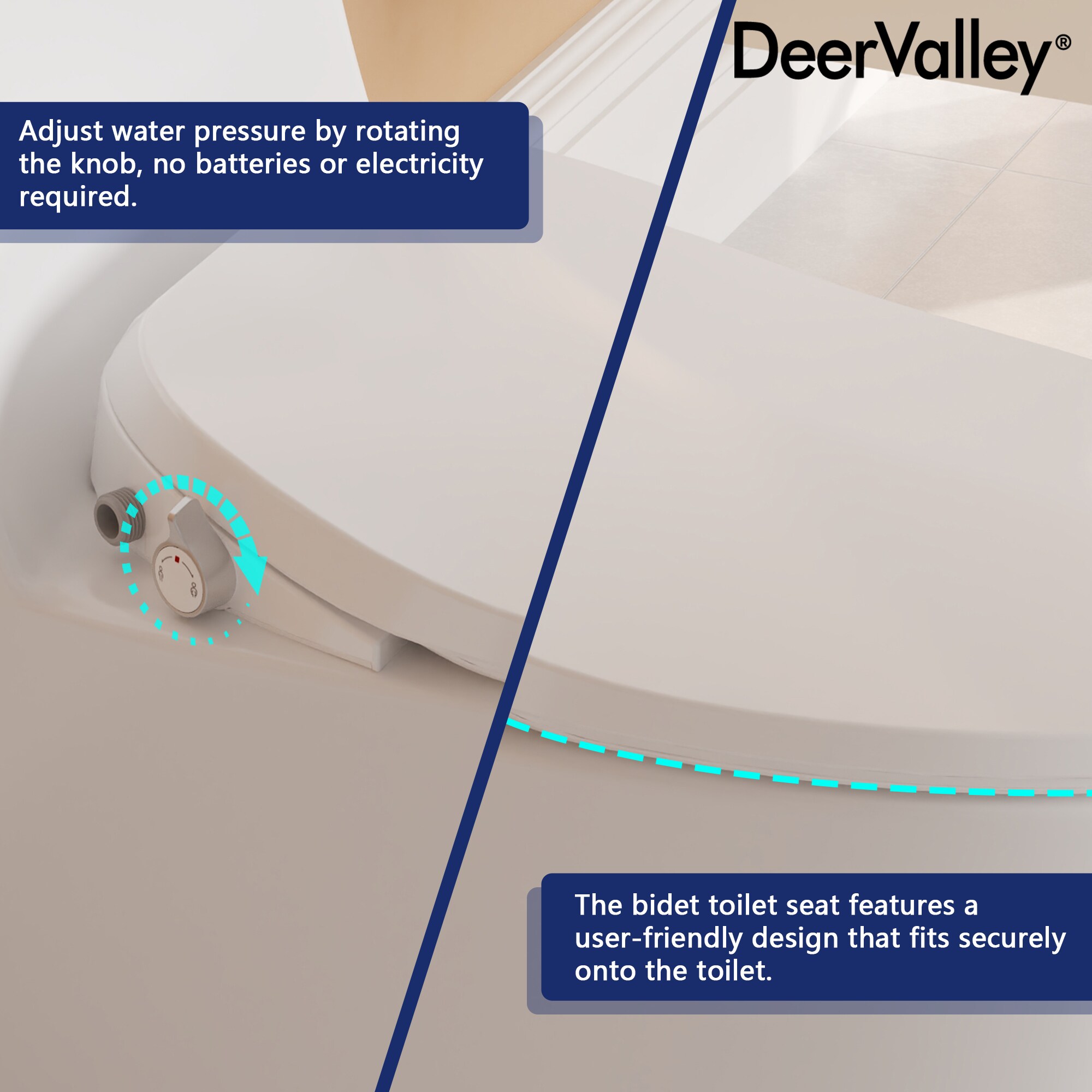 Asiento de bidé alargado de plástico blanco con cierre suave de DeerValley DV-1S0028