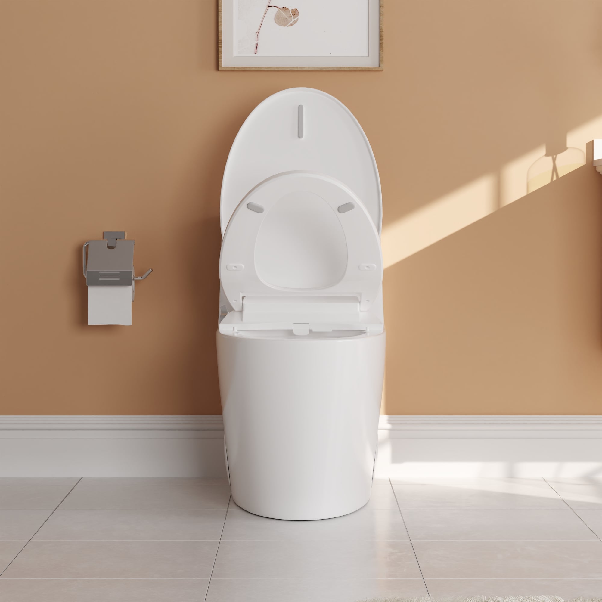 Asiento de bidé alargado de plástico blanco con cierre suave de DeerValley DV-1S0028