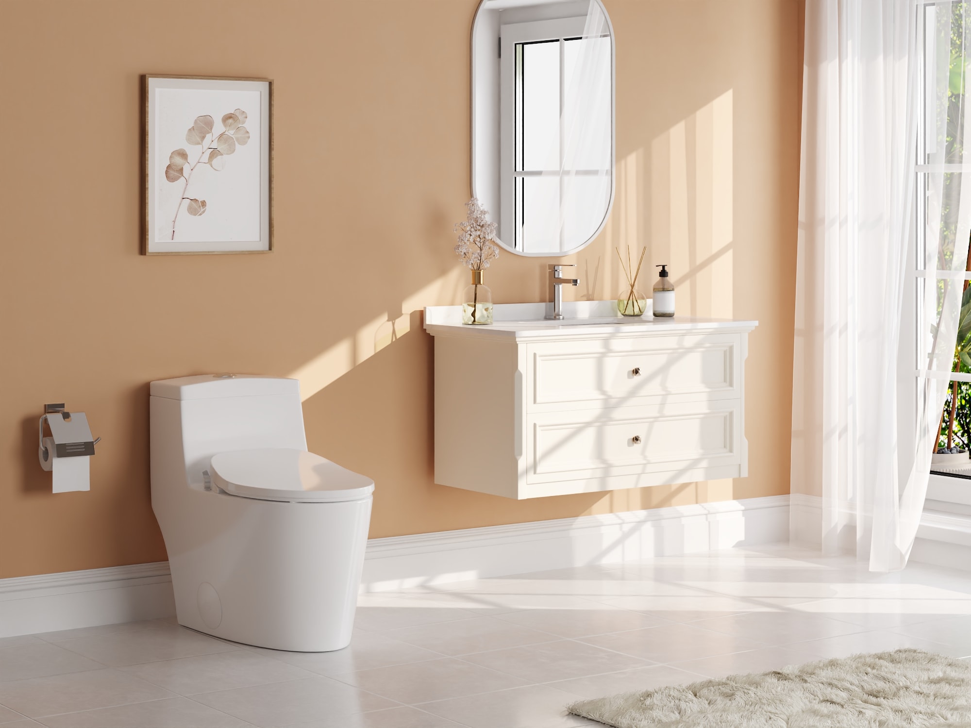 Asiento de bidé alargado de plástico blanco con cierre suave de DeerValley DV-1S0028