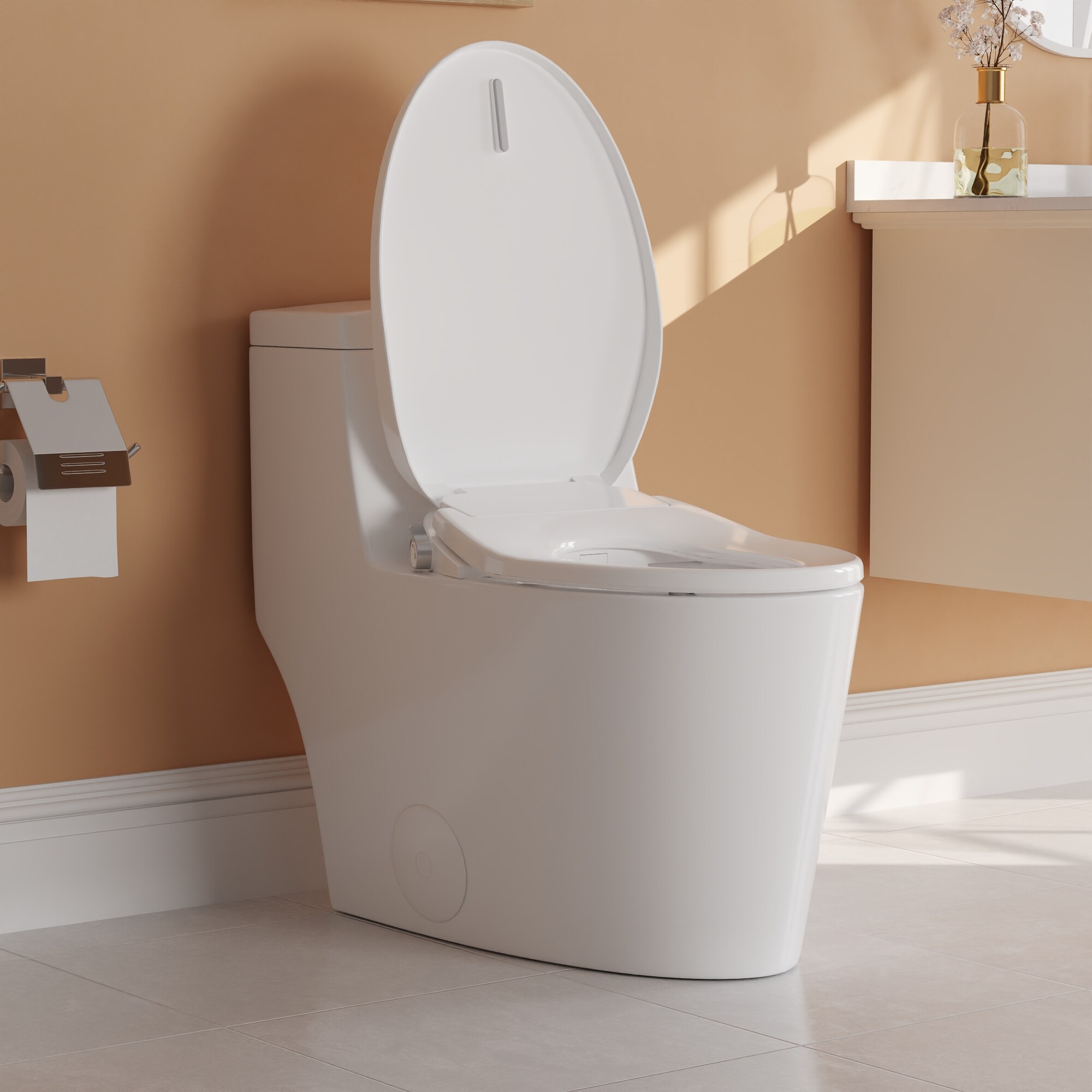 Asiento de bidé alargado de plástico blanco con cierre suave de DeerValley DV-1S0028