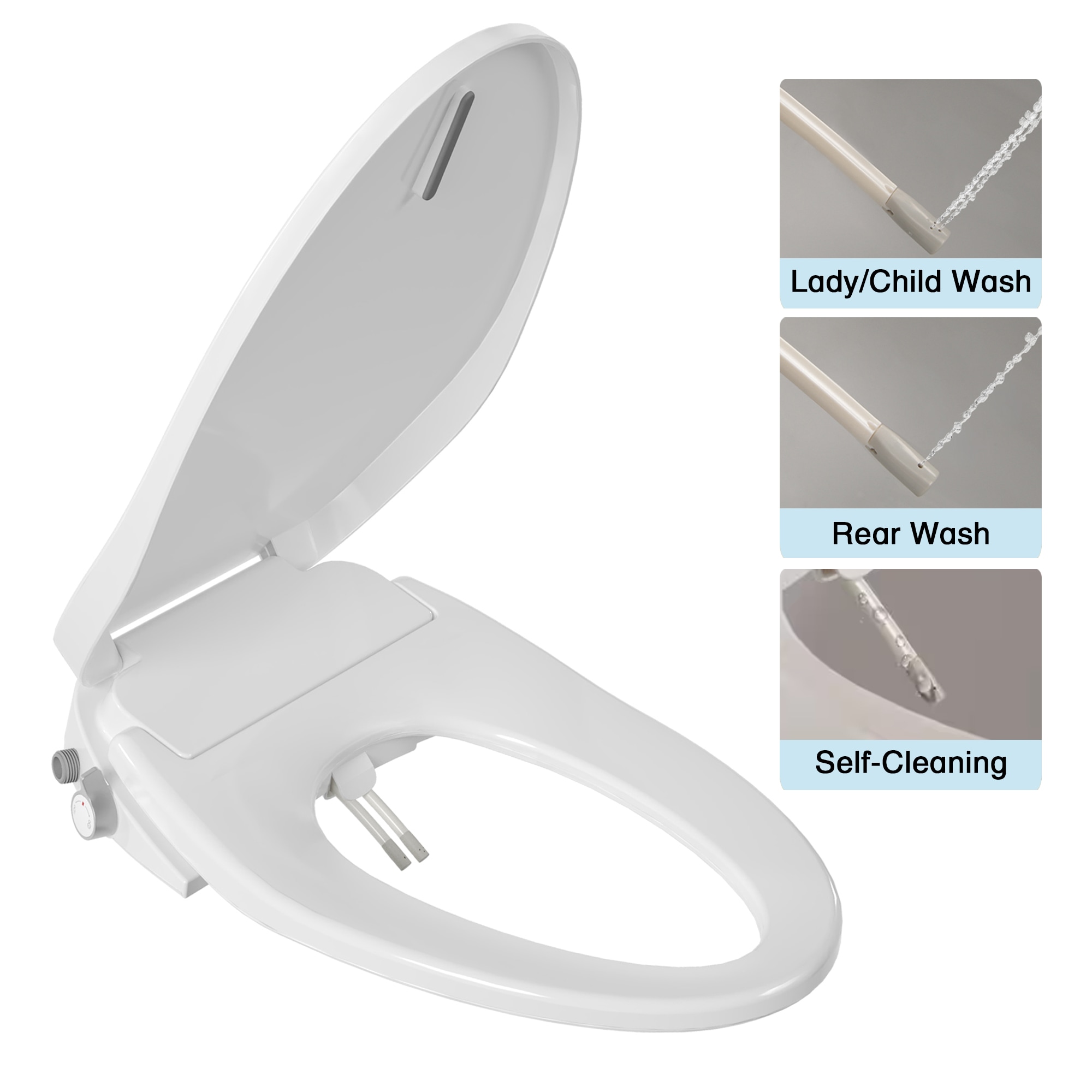 Asiento de bidé alargado de plástico blanco con cierre suave de DeerValley DV-1S0028
