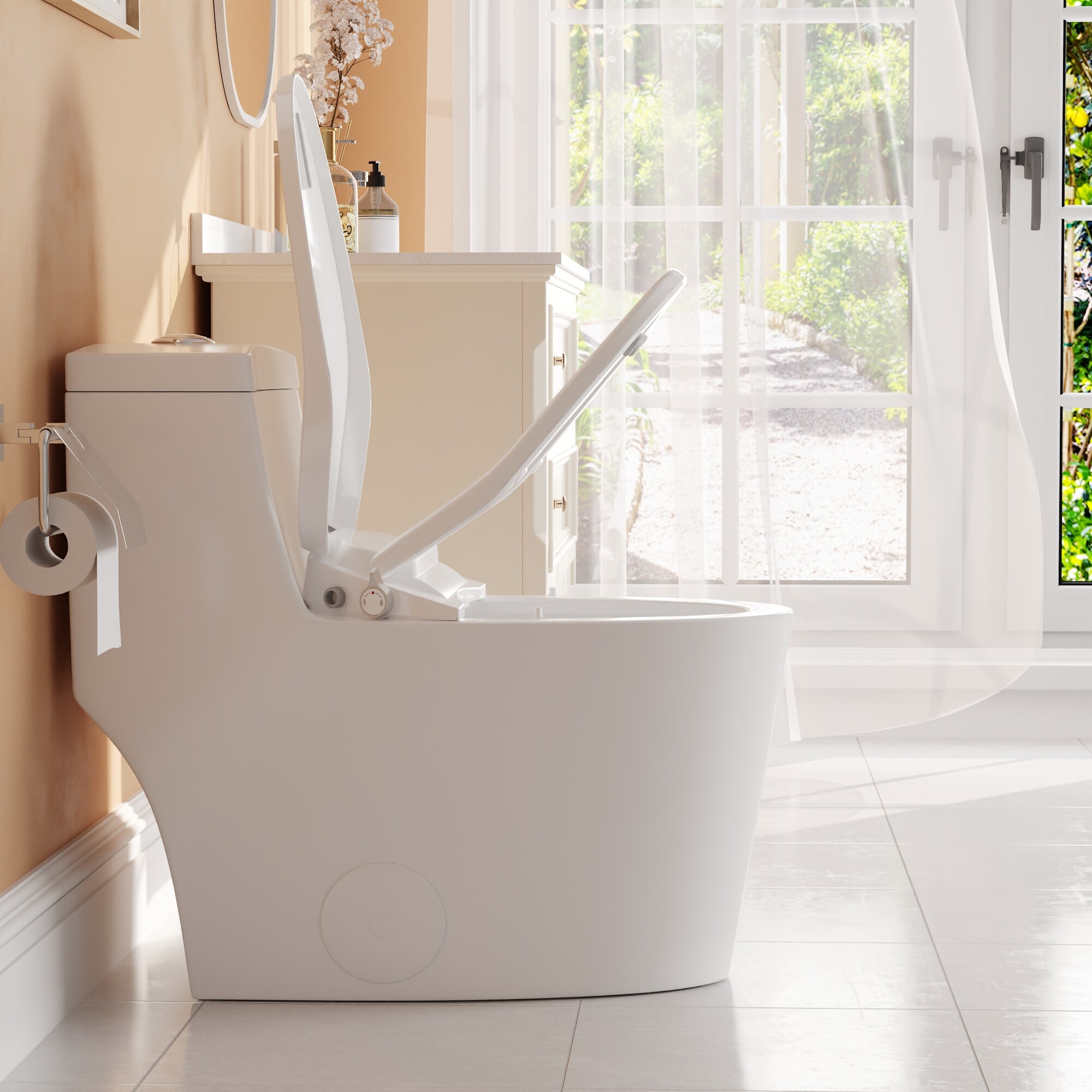 Asiento de bidé alargado de plástico blanco con cierre suave de DeerValley DV-1S0028