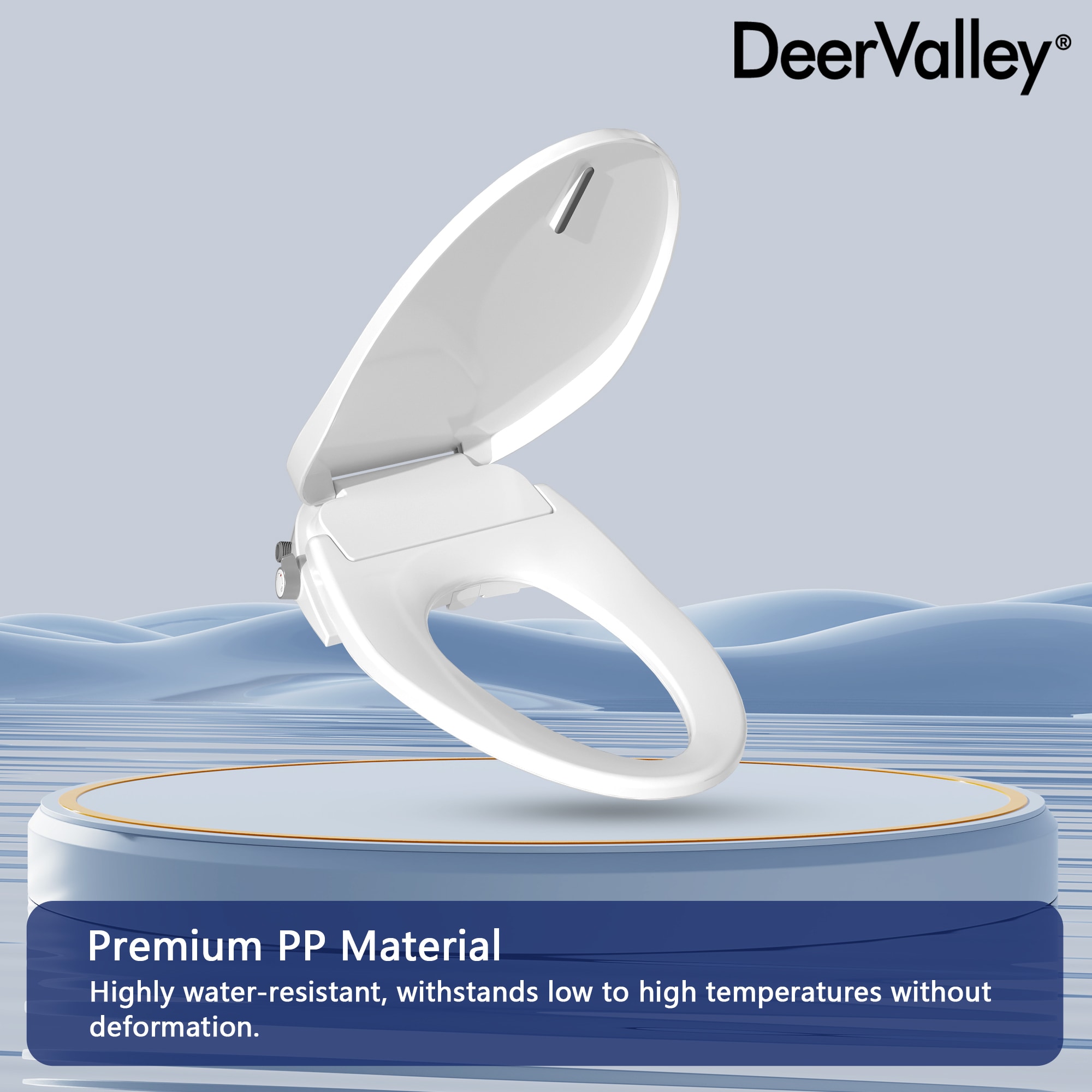 Asiento de bidé alargado de plástico blanco con cierre suave de DeerValley DV-1S0028