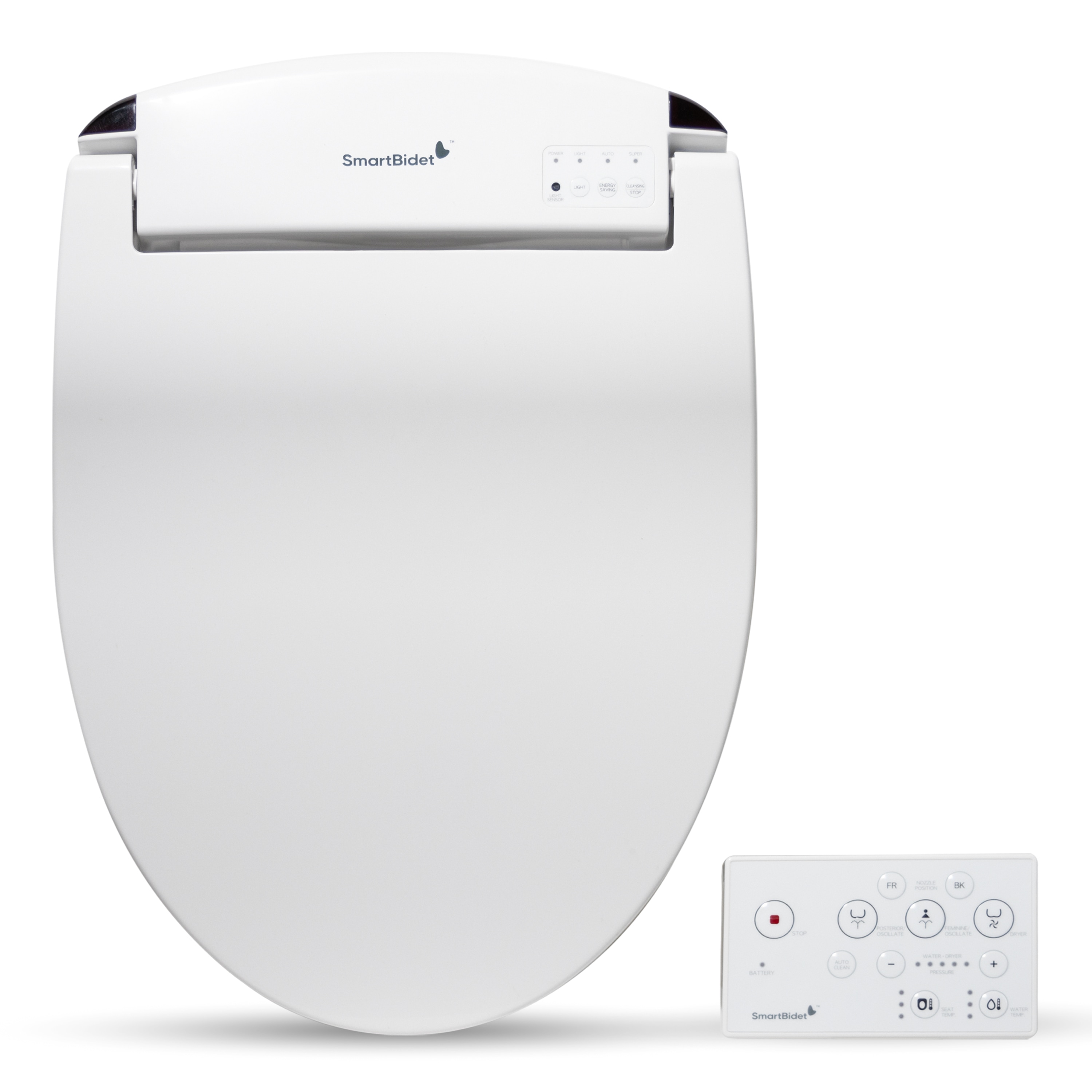 Asiento de Inodoro Bidet Eléctrico Calentado de Plástico Blanco alargado con cierre suave - SmartBidet SB-2400ER
