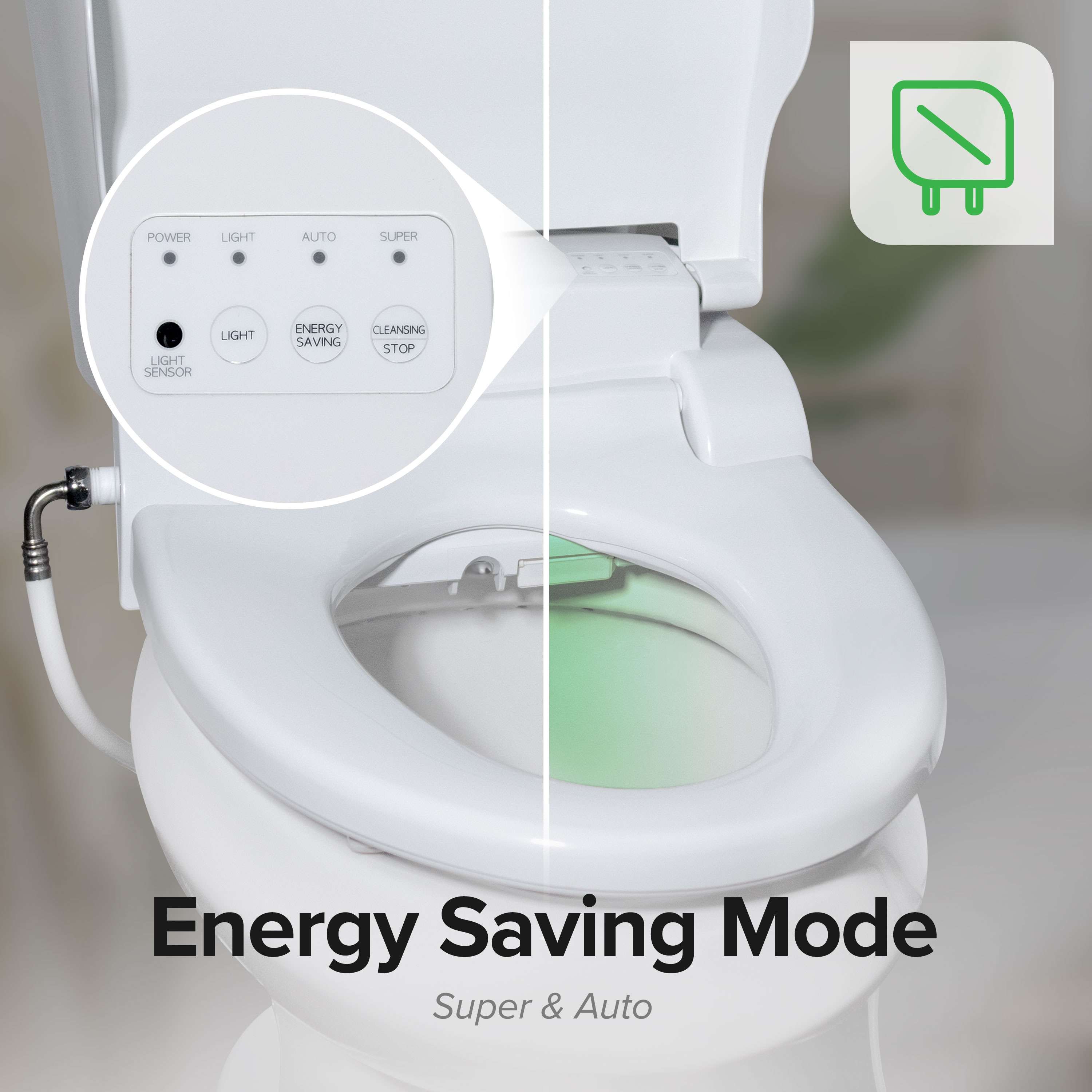 Asiento de Inodoro Bidet Eléctrico Calentado de Plástico Blanco alargado con cierre suave - SmartBidet SB-2400ER