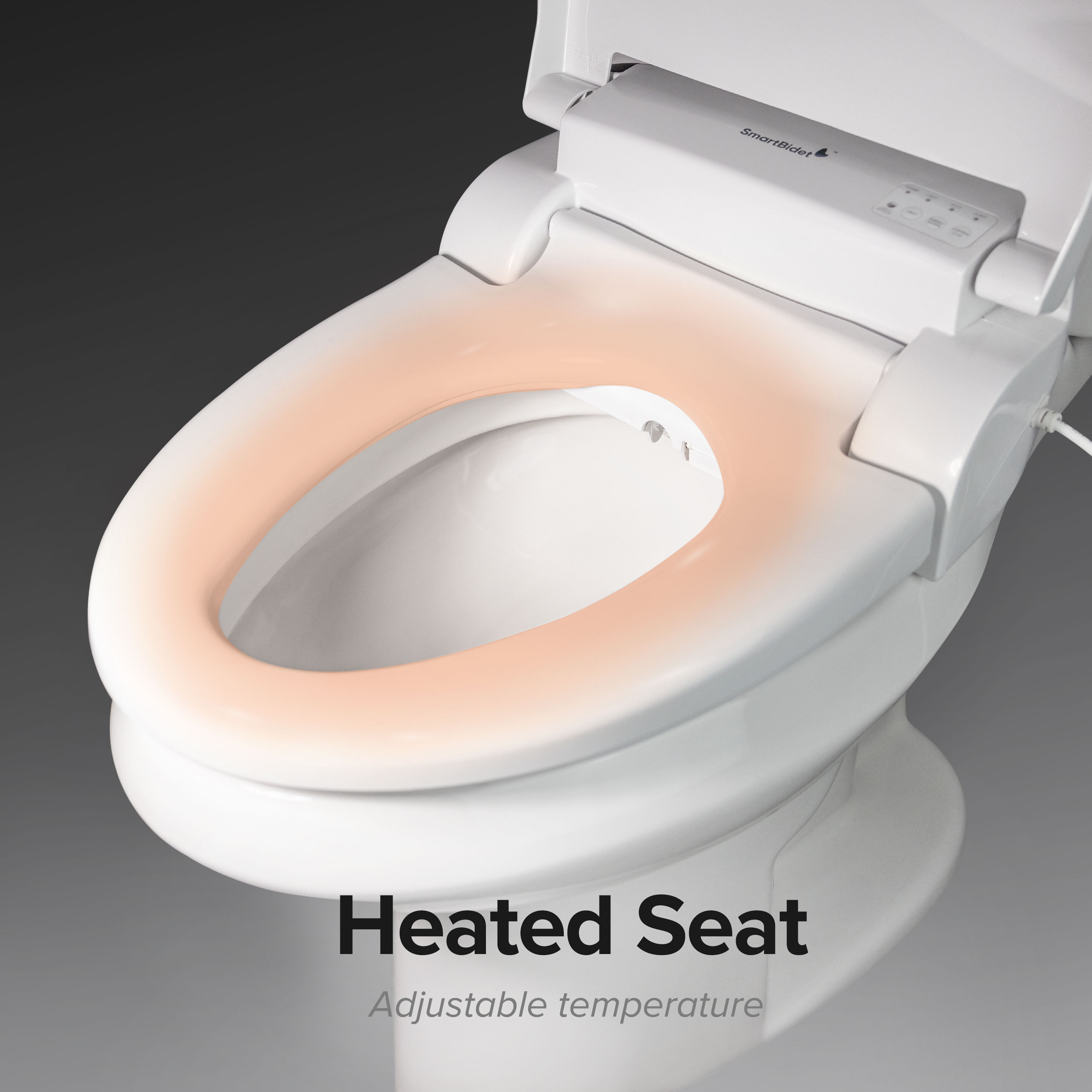 Asiento de Inodoro Bidet Eléctrico Calentado de Plástico Blanco alargado con cierre suave - SmartBidet SB-2400ER