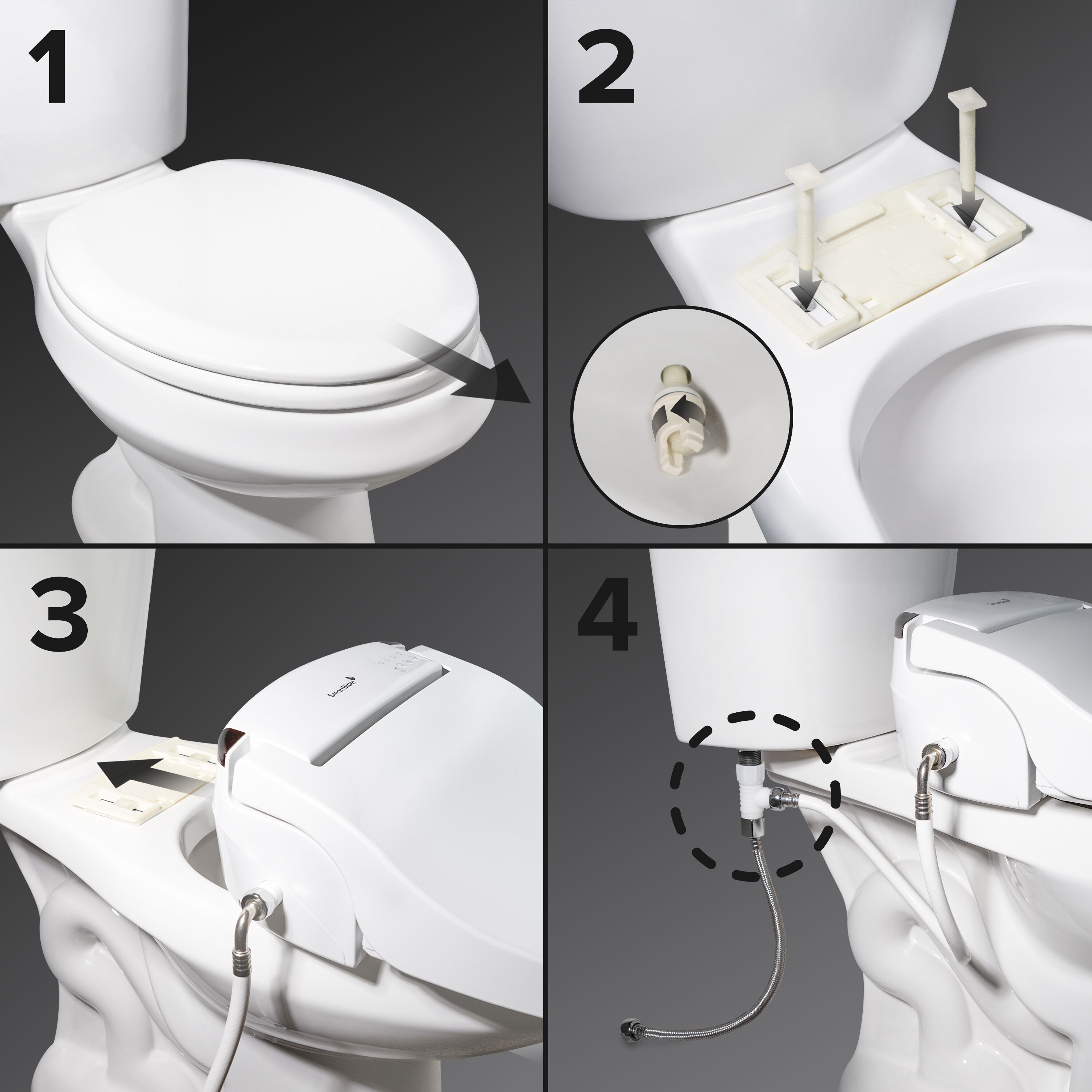Asiento de Inodoro Bidet Eléctrico Calentado de Plástico Blanco alargado con cierre suave - SmartBidet SB-2400ER