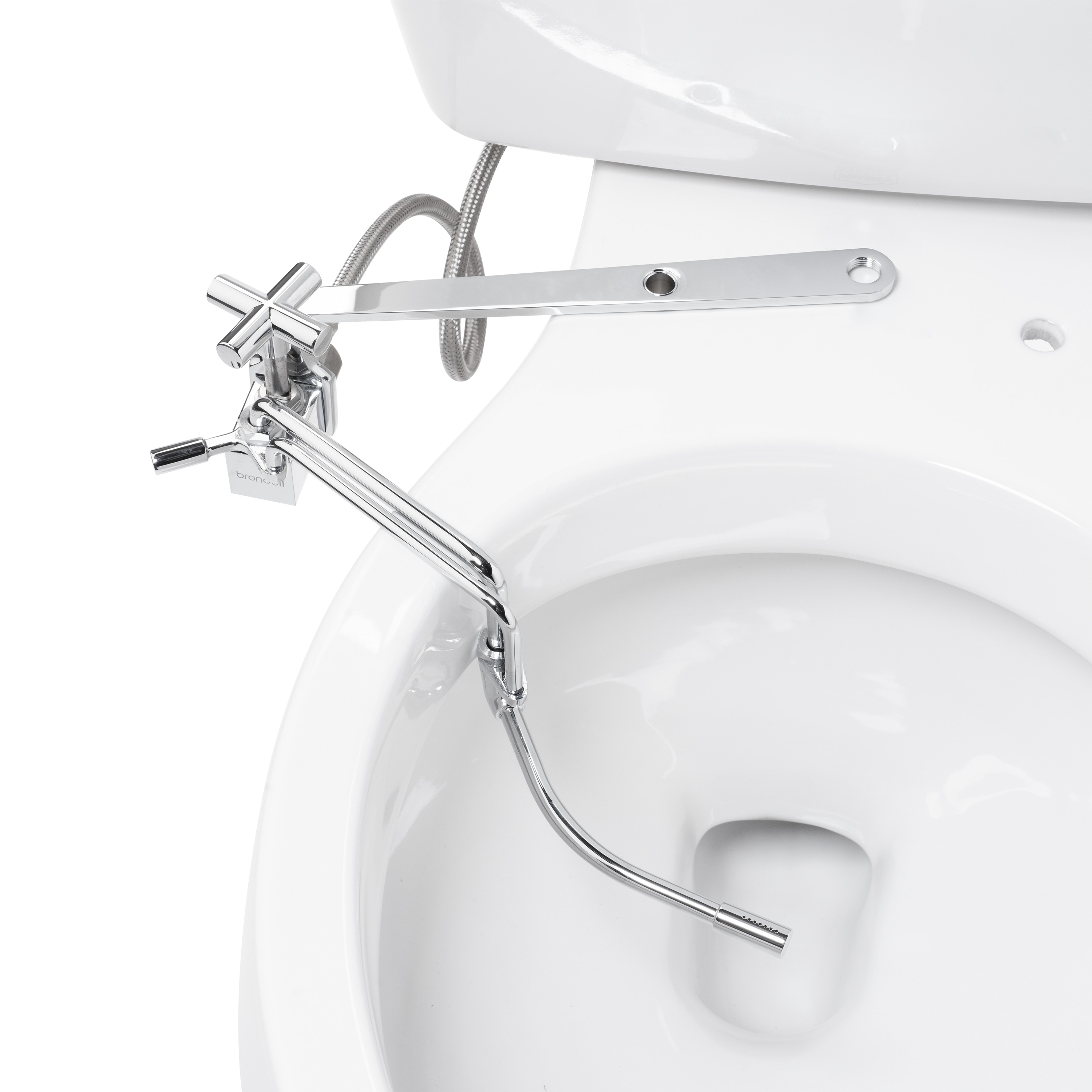 Bidet adjunto de metal montado en el lado de Brondell con vara de pulverización ajustable, temperatura ambiente SMB-15