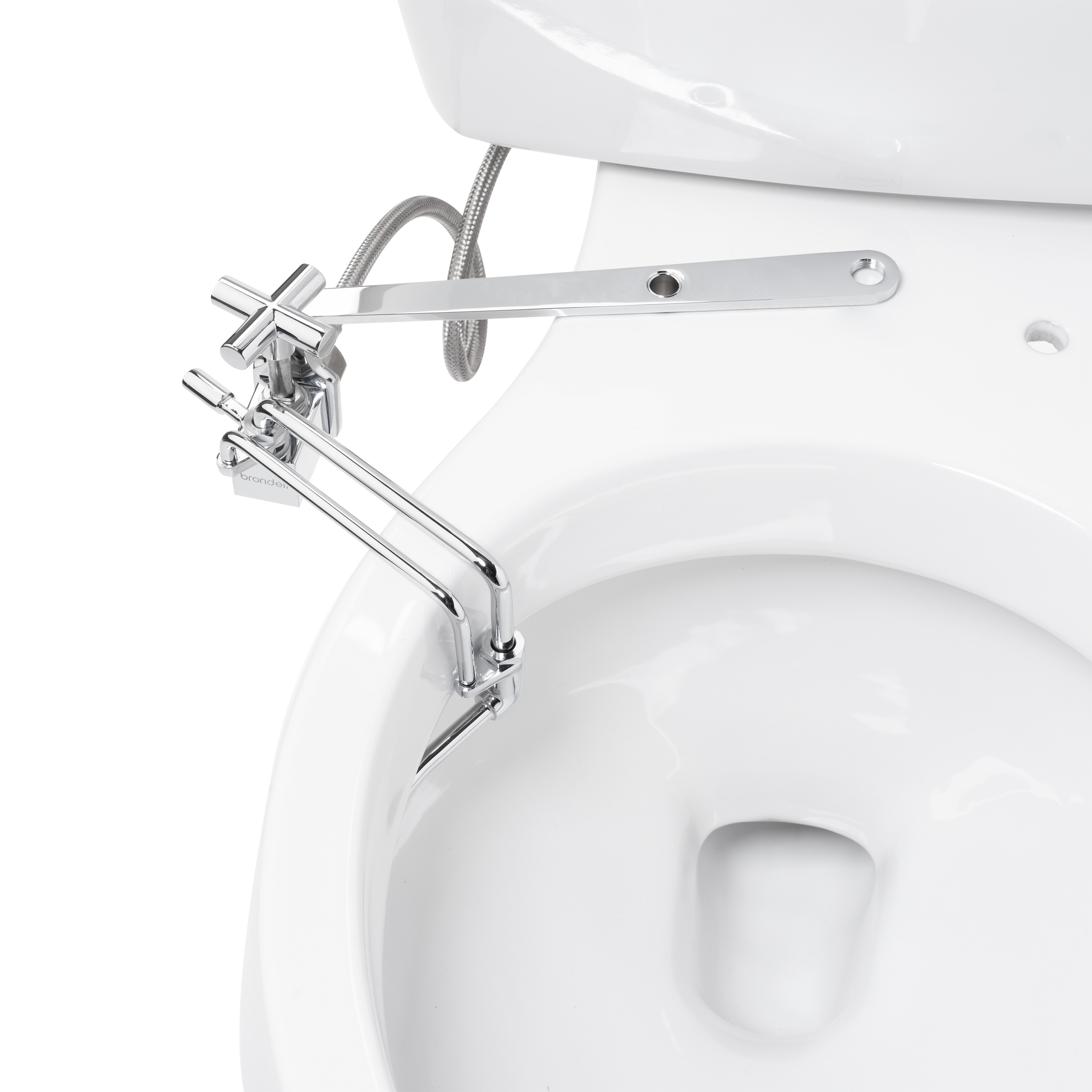 Bidet adjunto de metal montado en el lado de Brondell con vara de pulverización ajustable, temperatura ambiente SMB-15