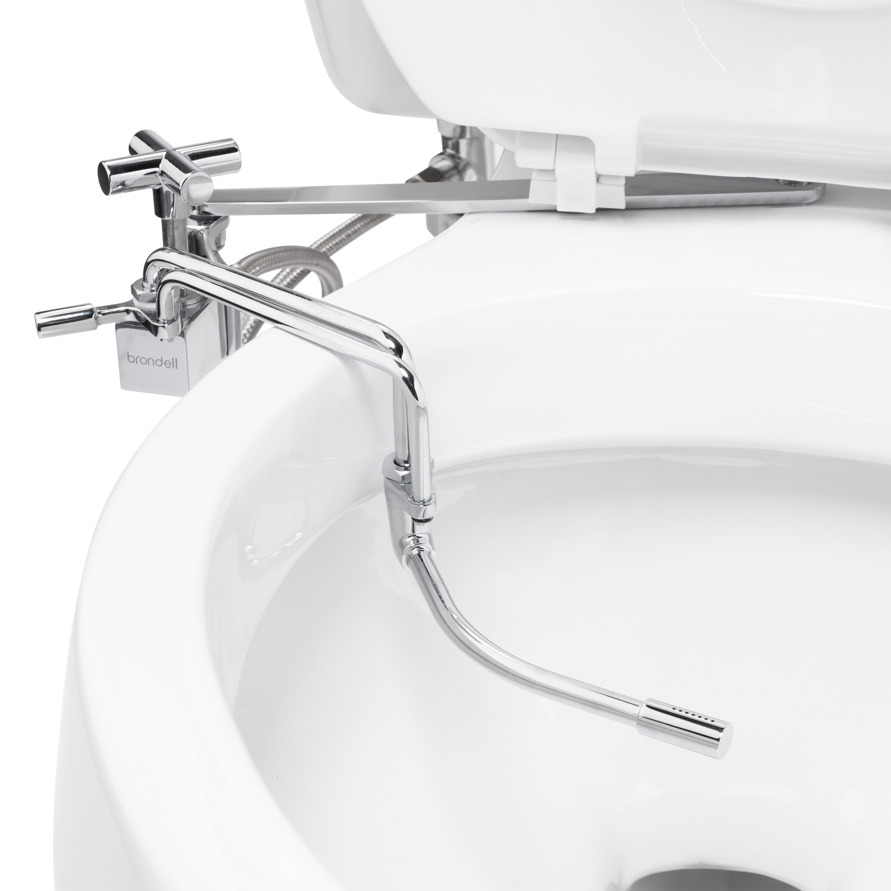 Bidet adjunto de metal montado en el lado de Brondell con vara de pulverización ajustable, temperatura ambiente SMB-15