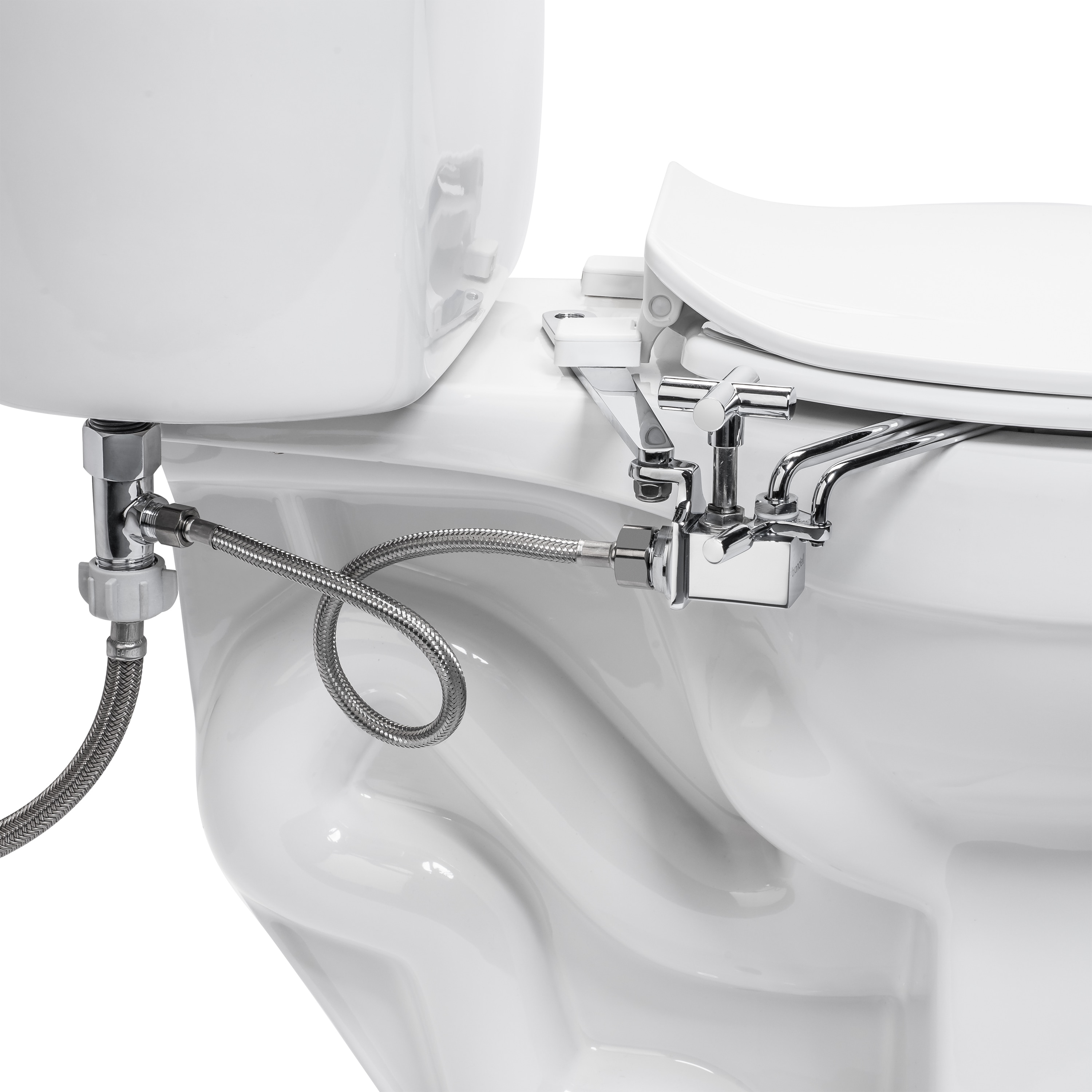 Bidet adjunto de metal montado en el lado de Brondell con vara de pulverización ajustable, temperatura ambiente SMB-15