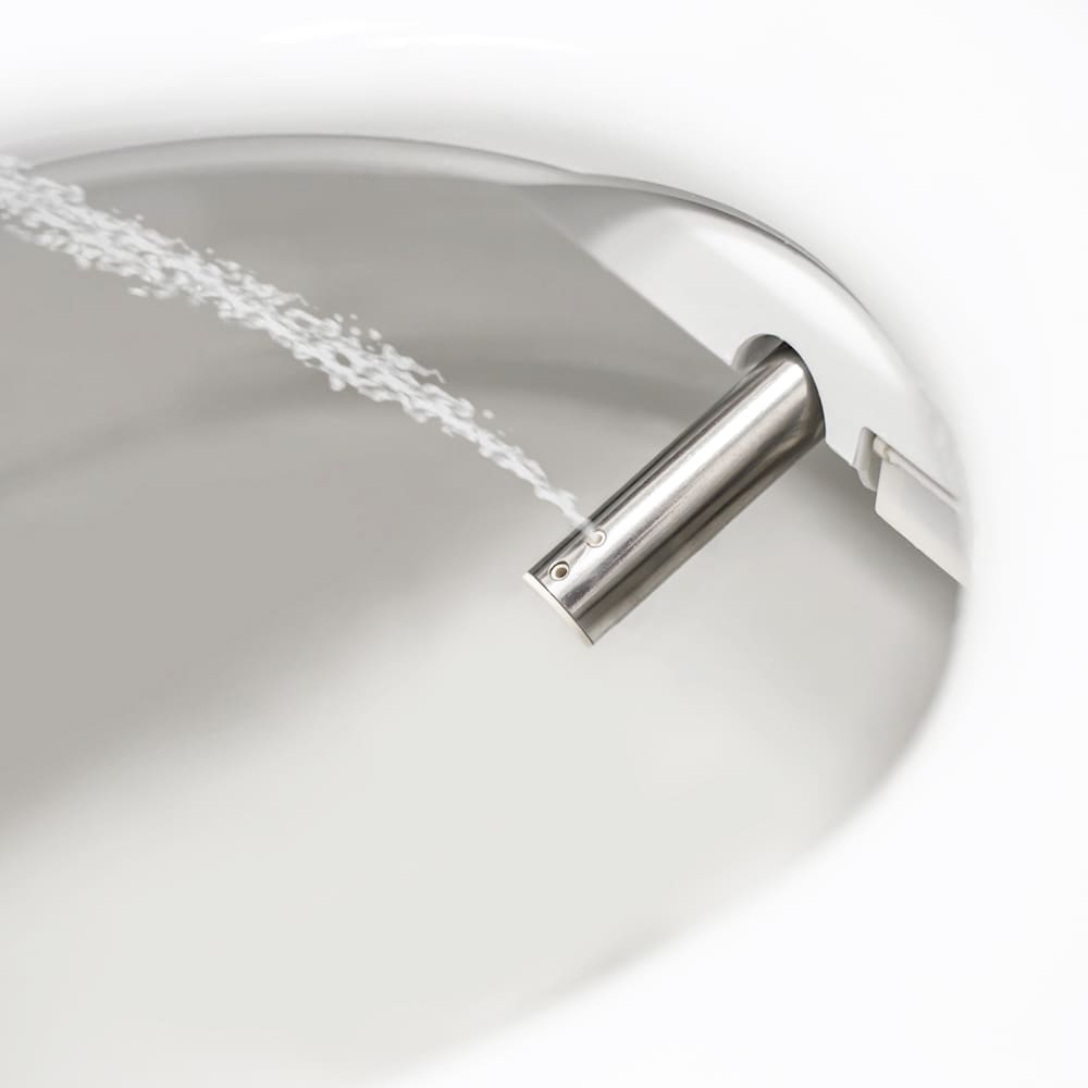 Asiento de bidé avanzado de plástico blanco redondo con cierre suave y asiento de baño con bidé calefactado DS725-RW de Brondell
