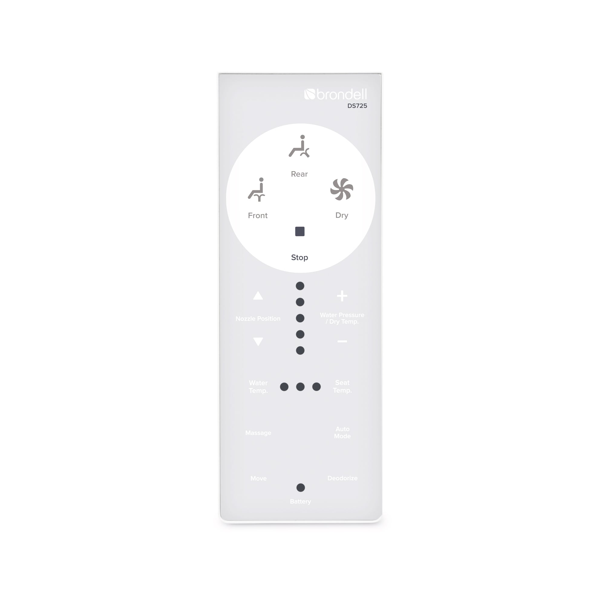 Asiento de bidé avanzado de plástico blanco redondo con cierre suave y asiento de baño con bidé calefactado DS725-RW de Brondell