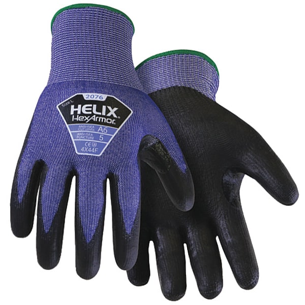 Guantes recubiertos resistentes al corte Hexarmor, Nivel de corte A6, calibre 13, Negro/Azul, 3XS - 2076-XXXS (4)