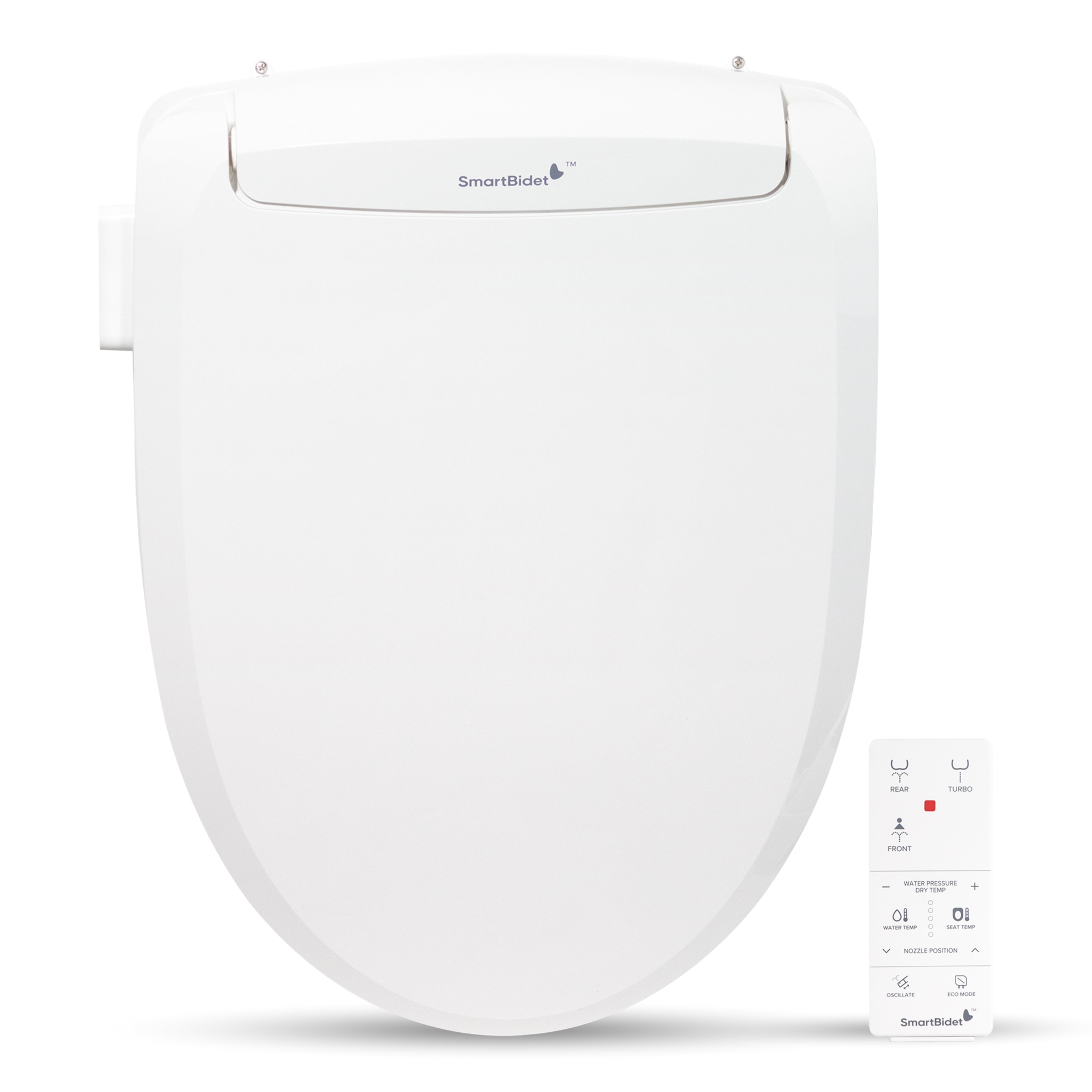 Asiento de Bidet Caliente de Plástico Blanco alargado con Cierre Suave SB-100R