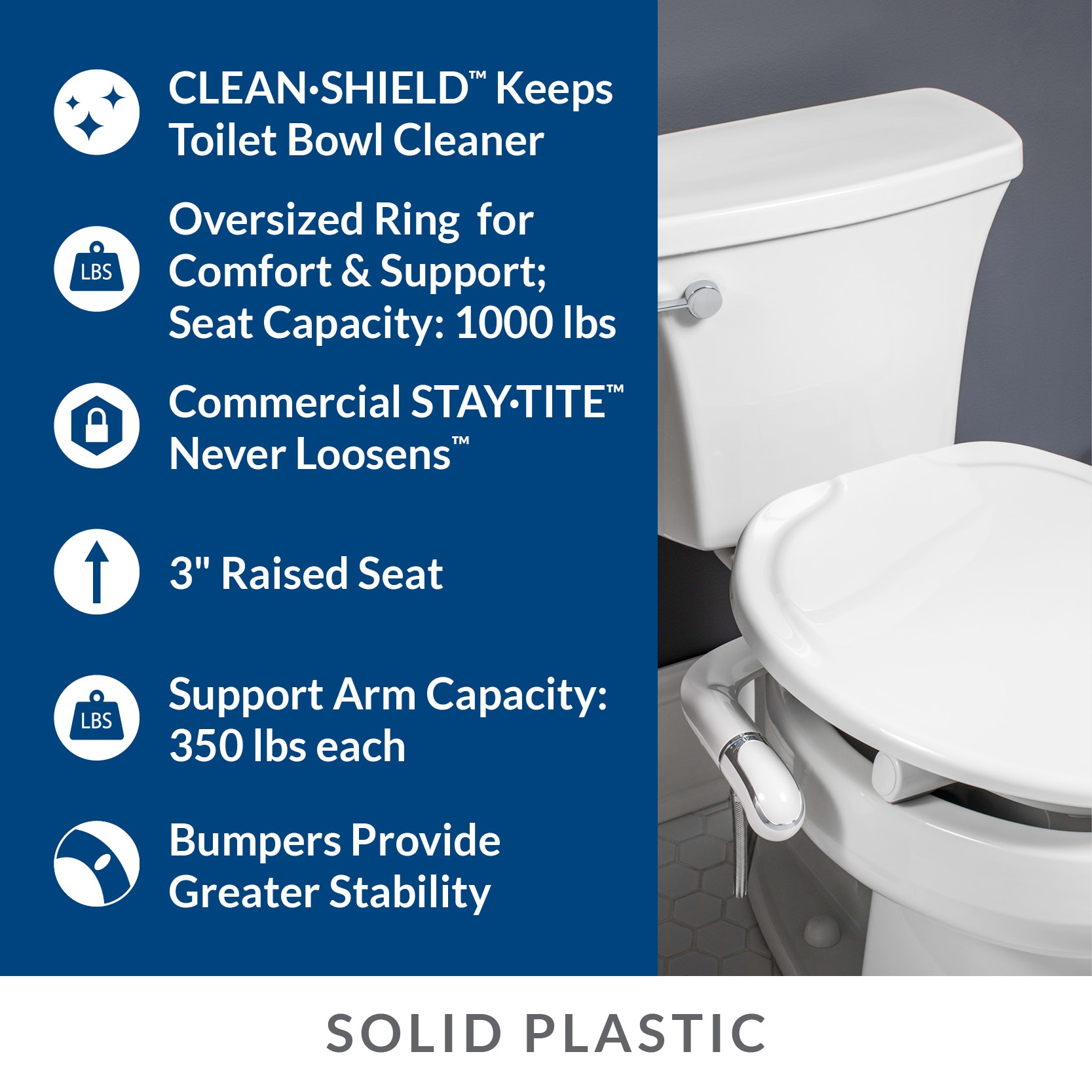 Asiento de bidet alargado de plástico blanco de Bemis E85320H20 ARM