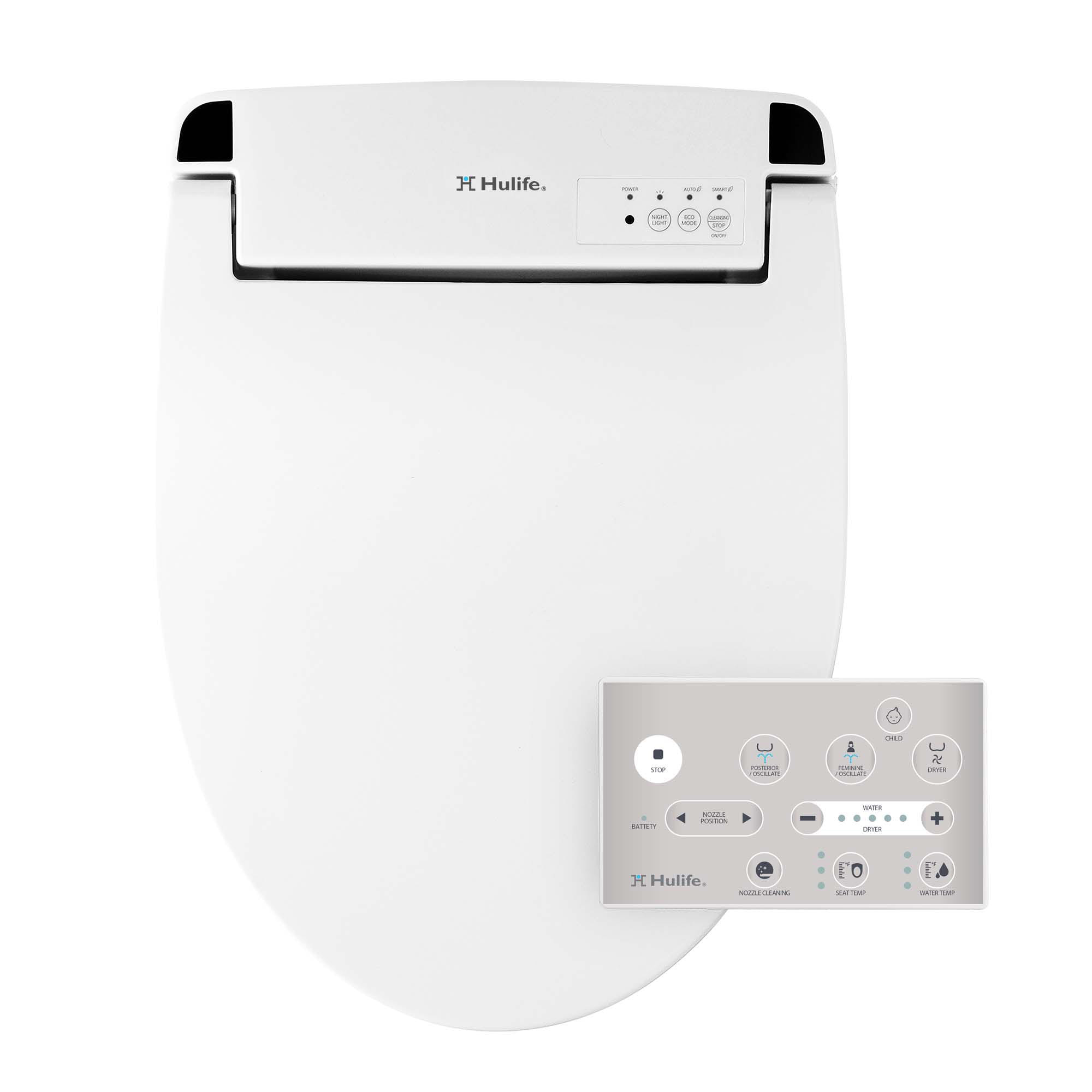 Asiento de Inodoro Bidet Elongado de Plástico Blanco con Cierre Suave y Asiento Térmico HLB-4000ER