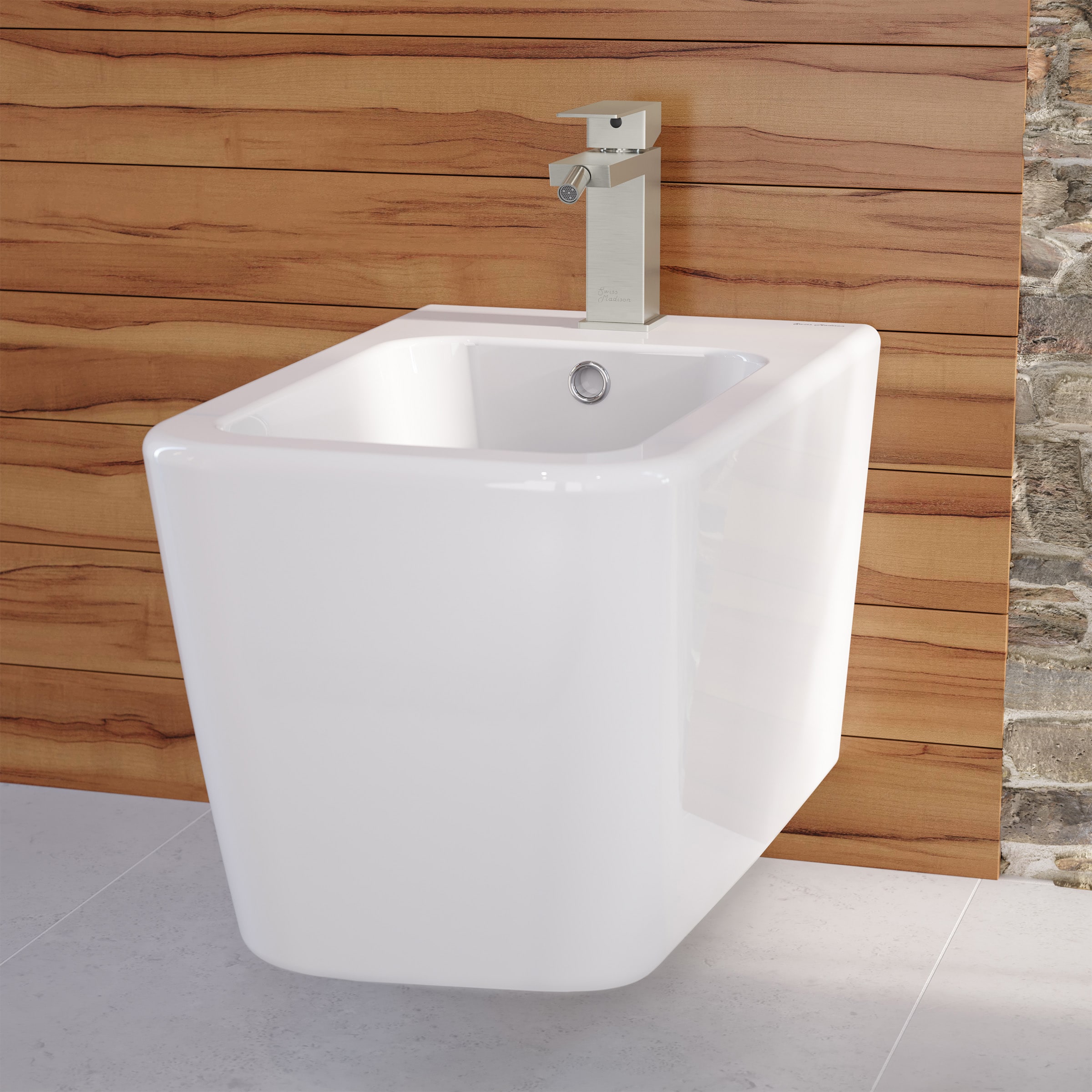 Grifo bidet de un solo agujero con rociador horizontal de níquel Swiss Madison SM-25-DFBAS04BN