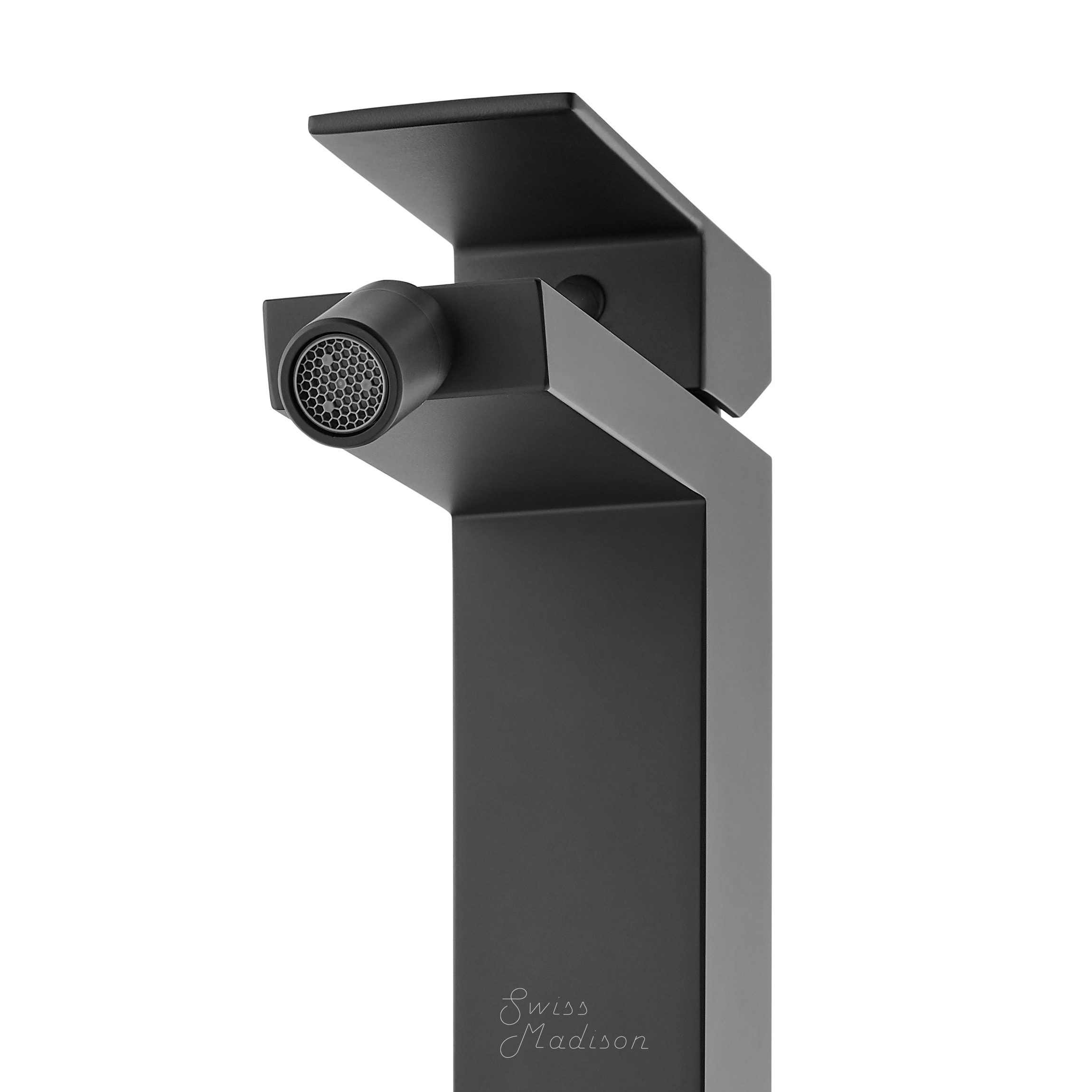 Llave de bidé con rociador horizontal negra mate de Swiss Madison de un solo agujero y un mango SM-25-DFBAS05BK.