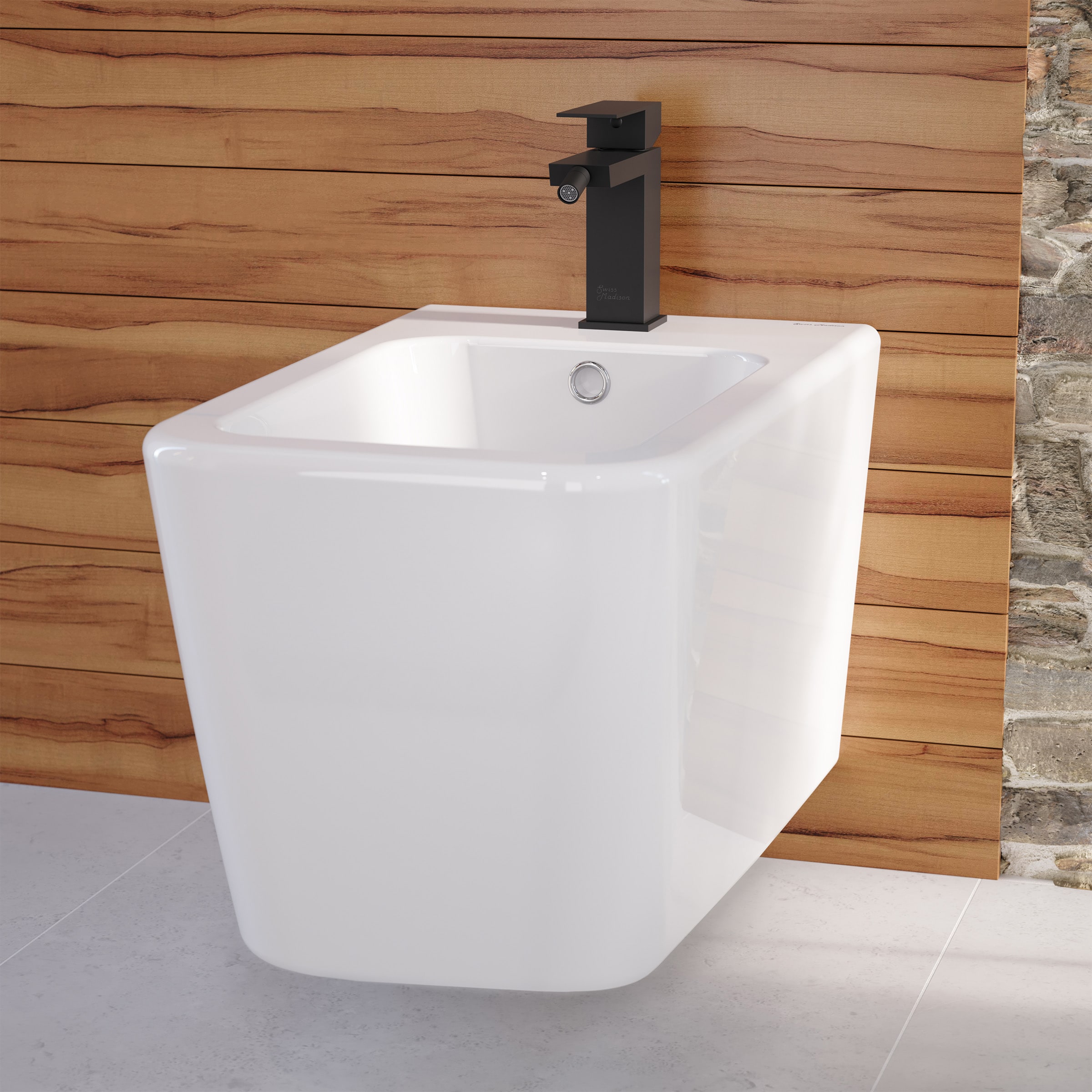 Llave de bidé con rociador horizontal negra mate de Swiss Madison de un solo agujero y un mango SM-25-DFBAS05BK.