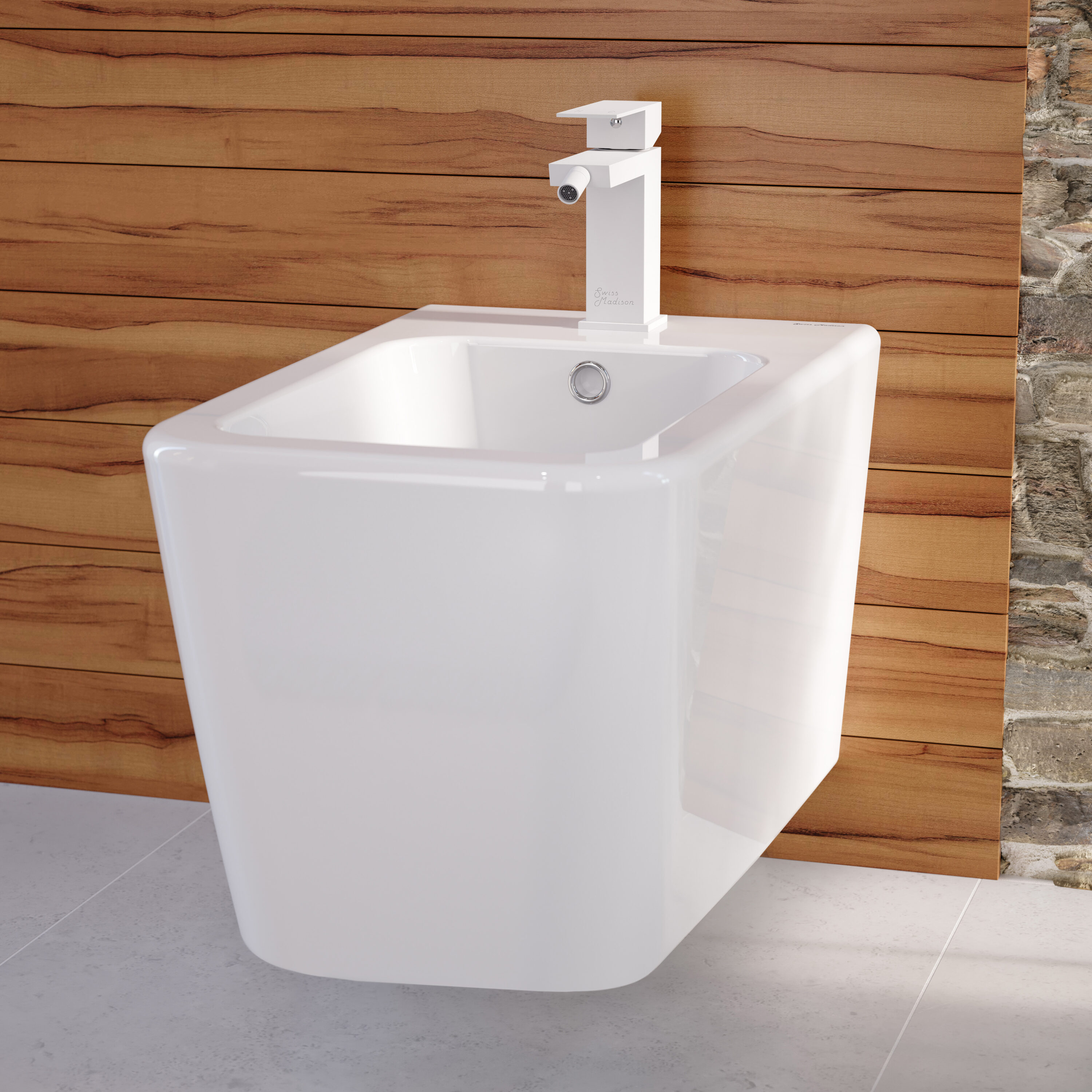 Mezcladora para bidé de un solo orificio con rociador horizontal en color dorado cepillado de Swiss Madison SM-25-DFBAS07WH