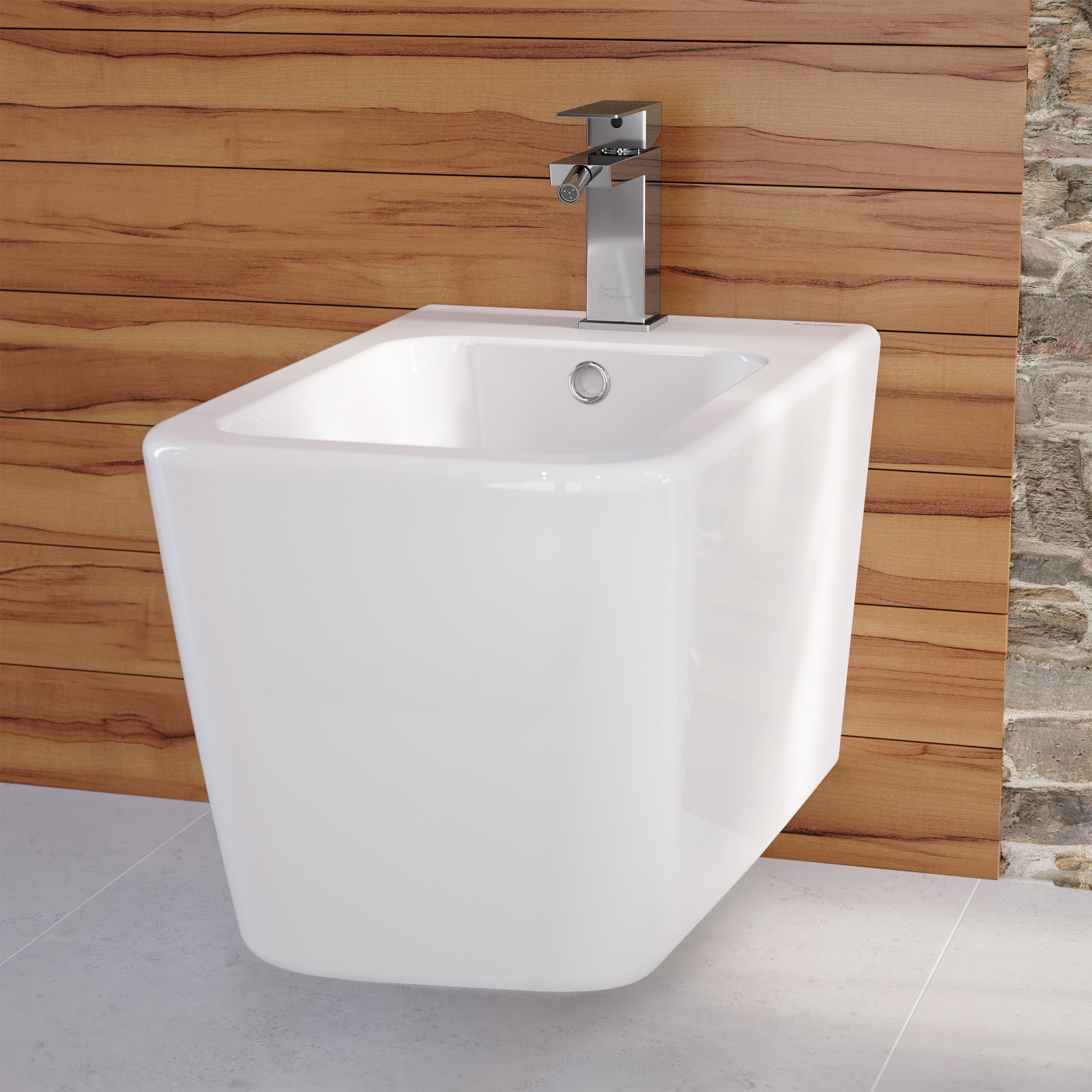 Grifo de bidet de un solo agujero con rociador horizontal cromado de Swiss Madison SM-25-DFBAS06CH