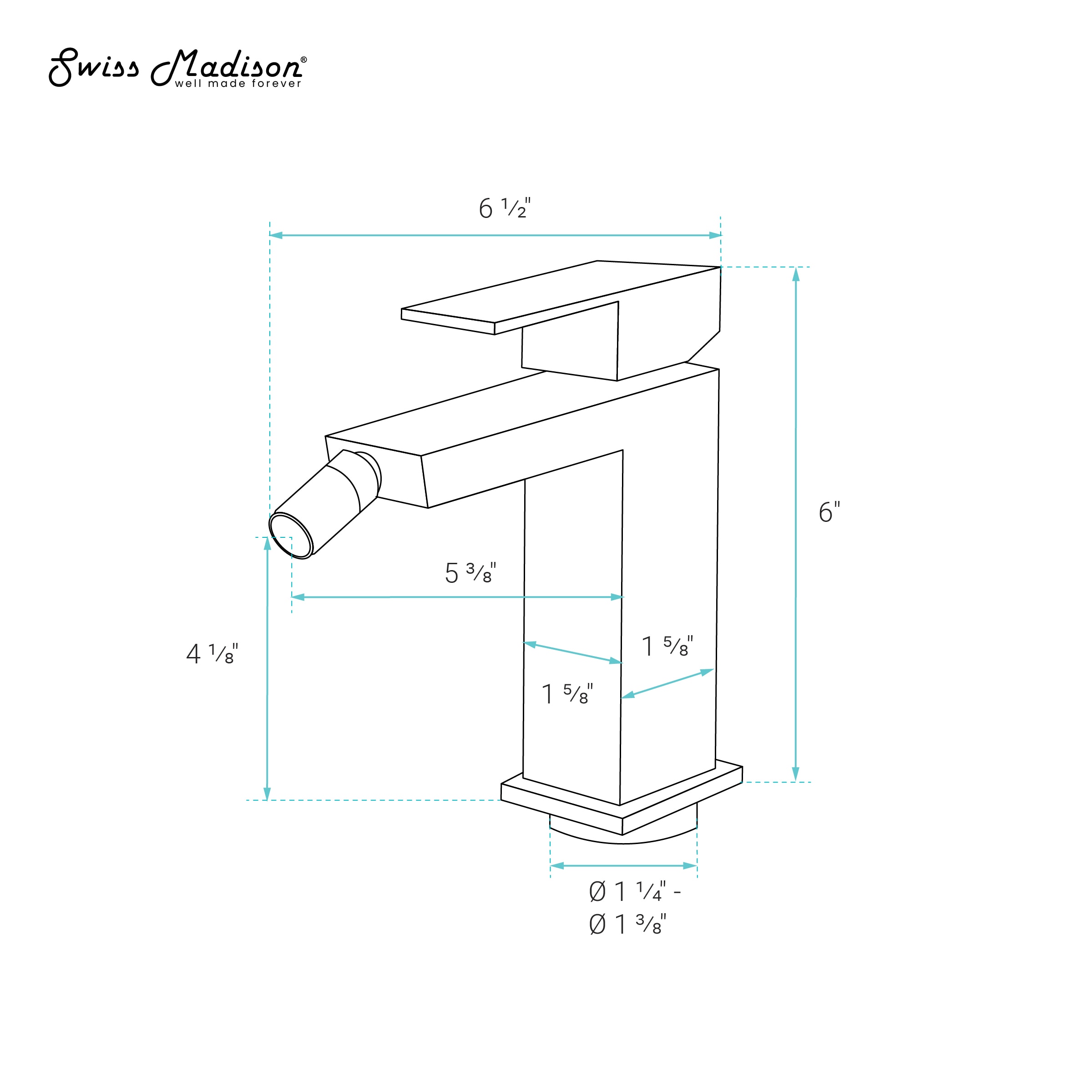 Grifo de bidet de un solo agujero con rociador horizontal cromado de Swiss Madison SM-25-DFBAS06CH