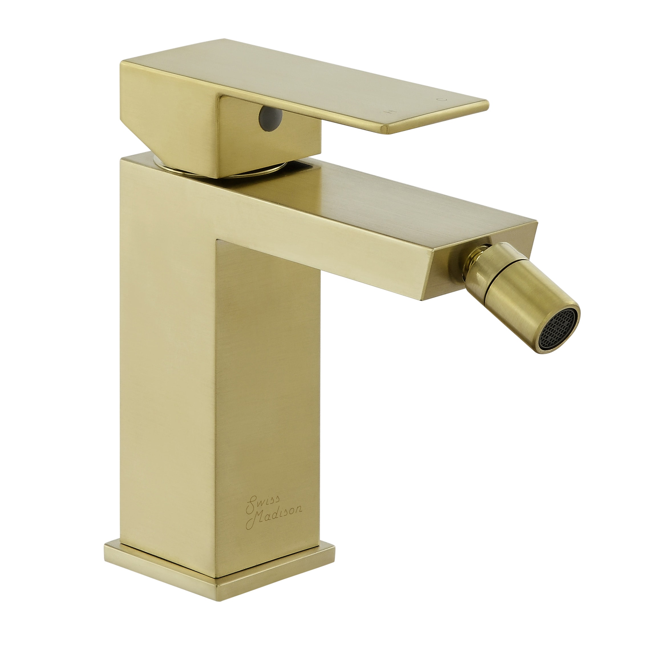Llave de bidé de un solo agujero con aspersor horizontal en blanco mate Swiss Madison SM-25-DFBAS03BG.