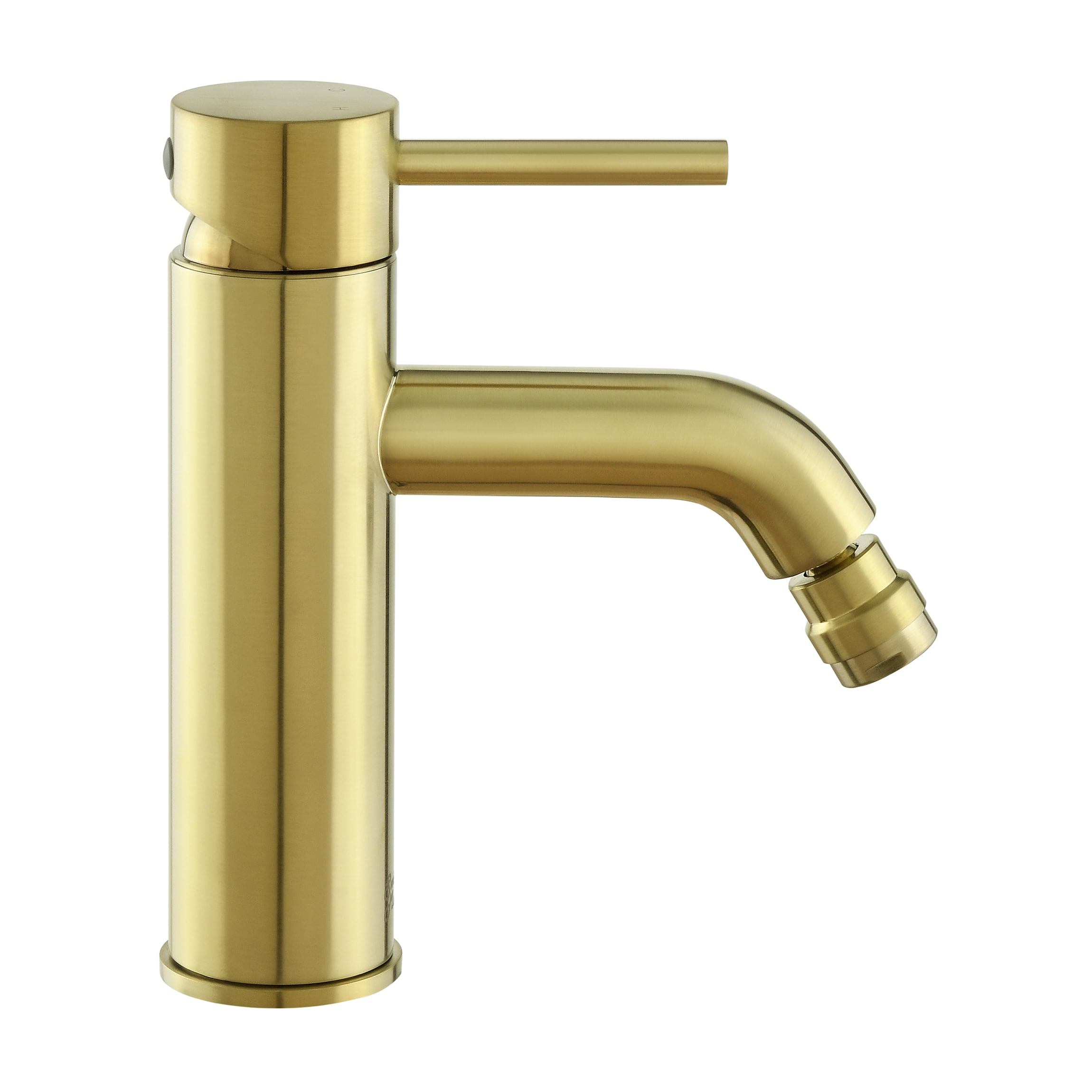 Mezcladora para bidé Swiss Madison en acabado dorado cepillado con rociador horizontal y una sola manija