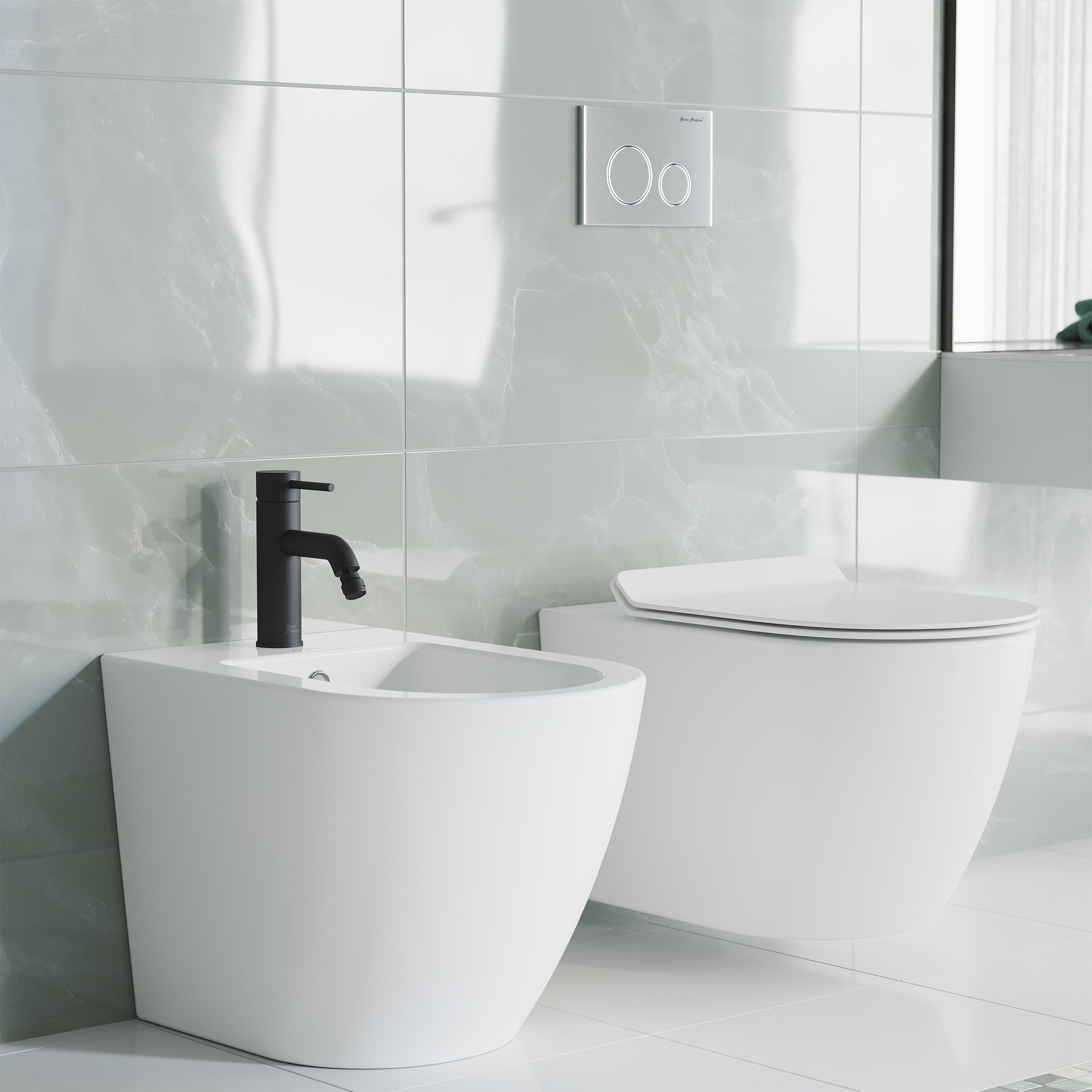 Grifo para bidet de un solo agujero con pulverizador horizontal en negro mate de Swiss Madison SM-25-DFDIE06BK.
