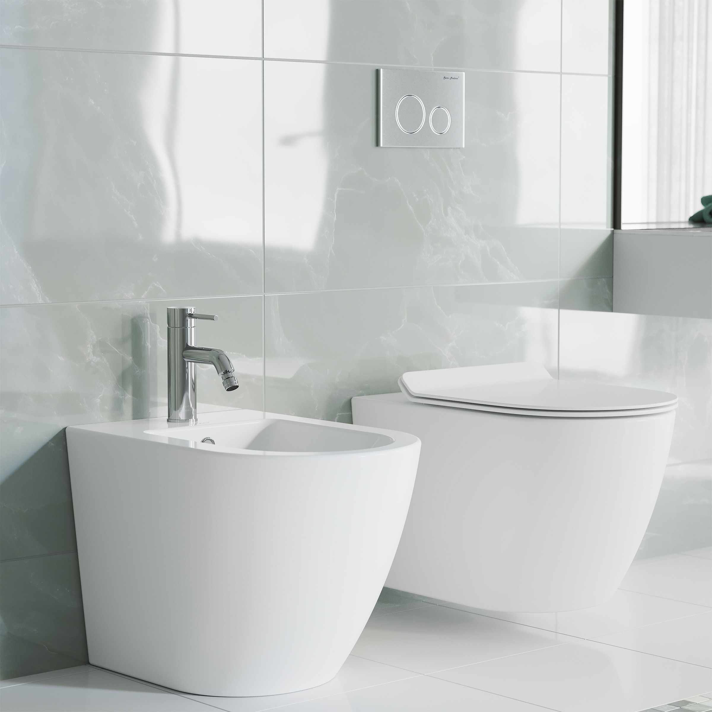 Faucet para bidé de un solo orificio con pulverizador horizontal cromado Swiss Madison SM-25-DFDIE05CH.