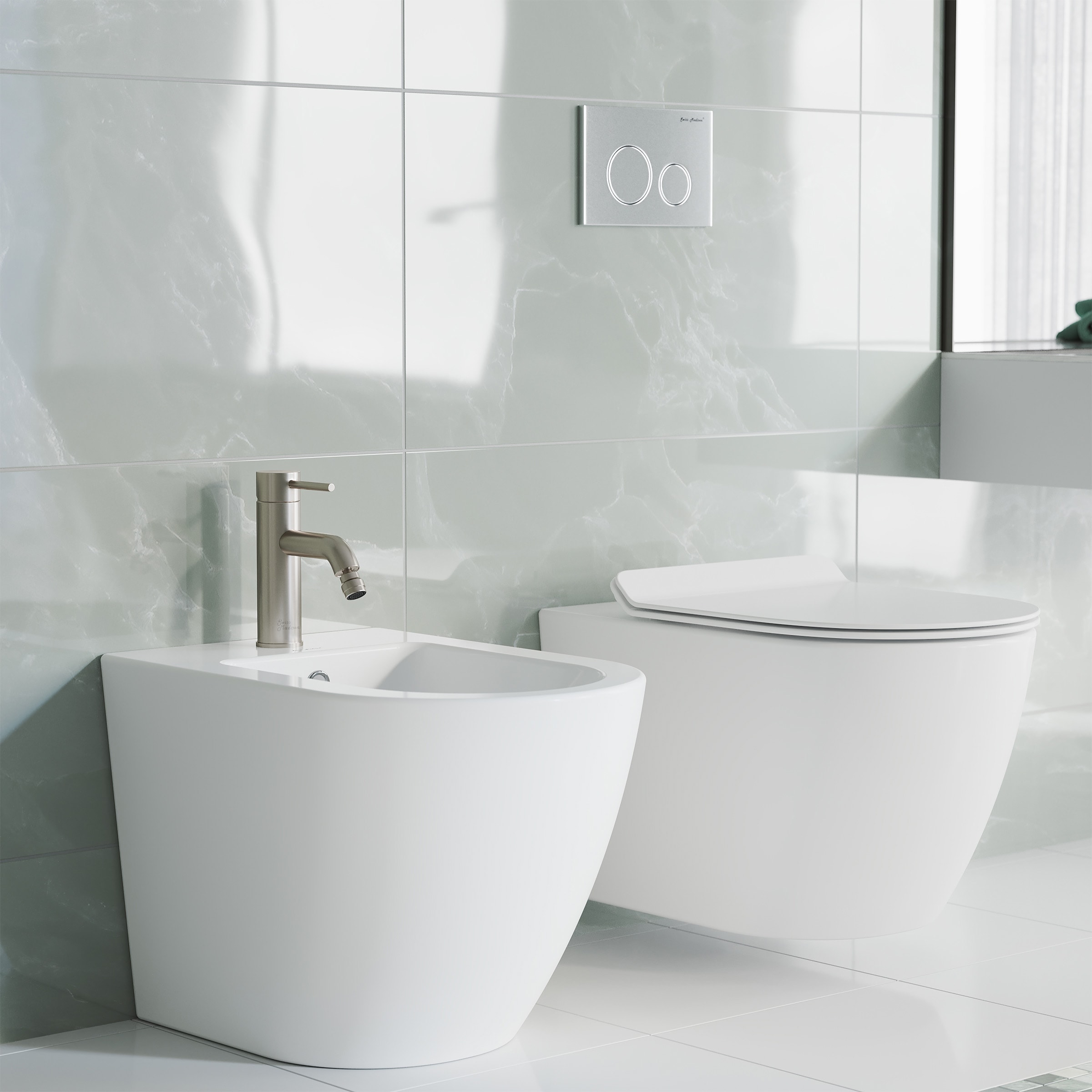 Grifo para bidet con rociador horizontal de níquel de Swiss Madison SM-25-DFDIE07BN de un solo agujero con manija