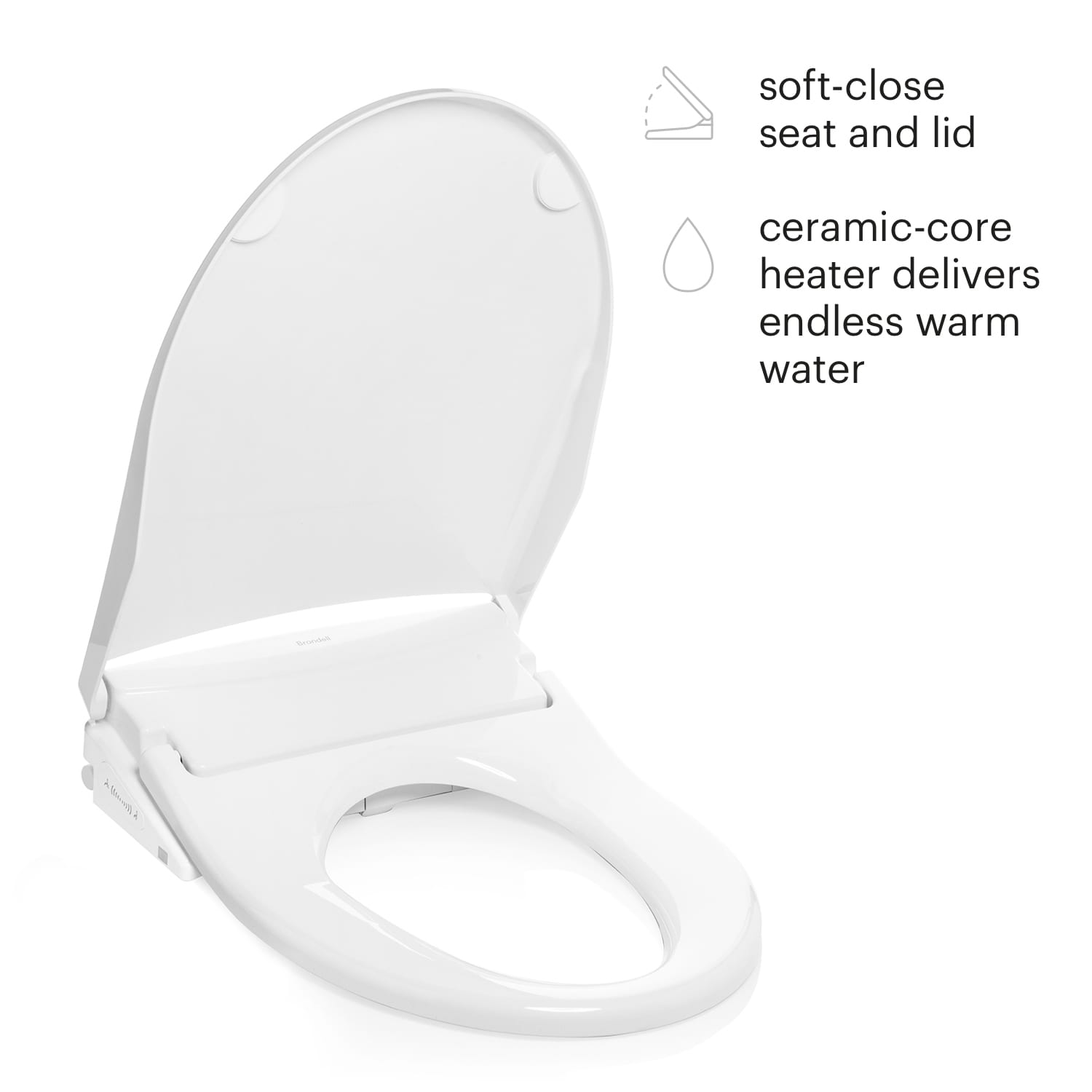 Asiento de bidé de lujo Brondell Swash Thinline T44 con control remoto para inodoro, redondo blanco T44-RW