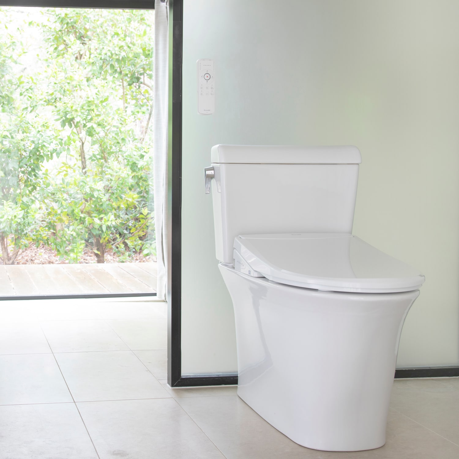 Asiento de bidé de lujo Brondell Swash Thinline T44 con control remoto para inodoro, redondo blanco T44-RW