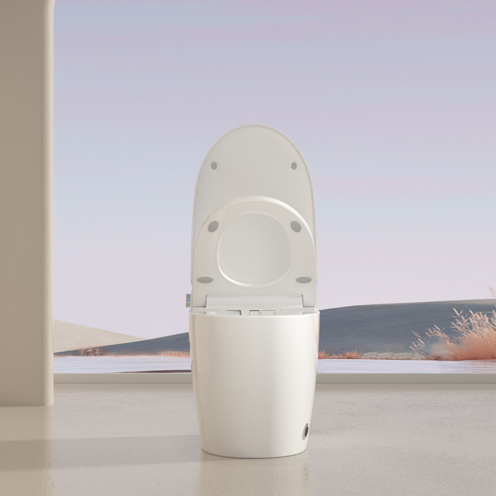 Mondawe Blanco Solitario Alargado Altura estándar Inteligente 1 Pieza Bidé con Desagüe de 12 Pulgadas y 1.28 GPF MD-XS-30310