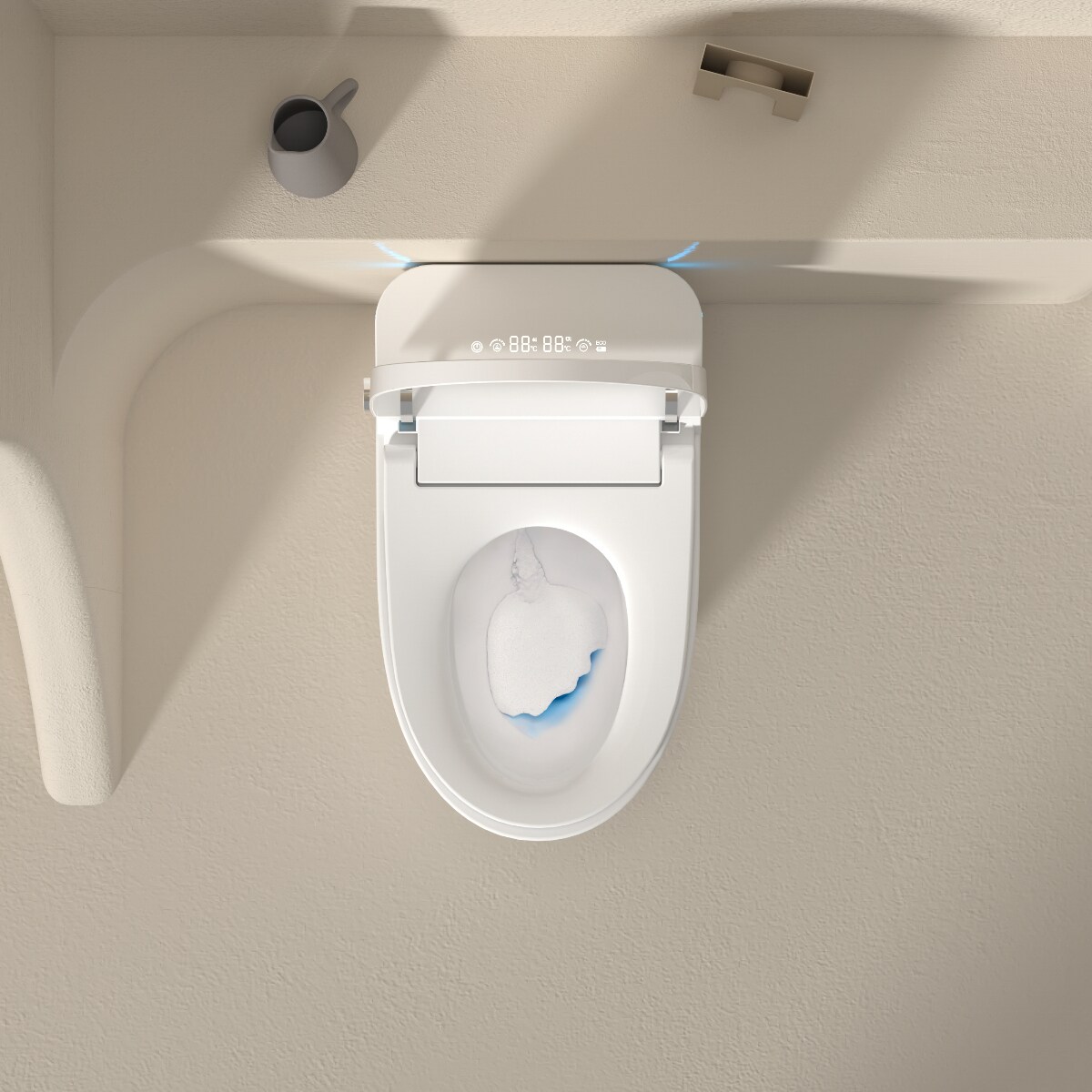 Mondawe Blanco Solitario Alargado Altura estándar Inteligente 1 Pieza Bidé con Desagüe de 12 Pulgadas y 1.28 GPF MD-XS-30310
