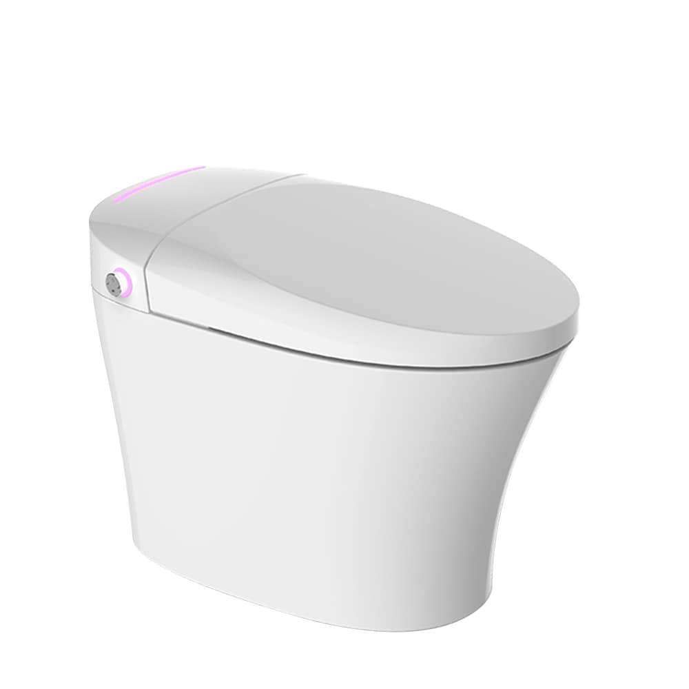 Bidet inteligente de altura estándar, doble descarga, con cierre suave en color blanco romero de Transolid, de una sola pieza y con desagüe de 12 pulgadas. 1.28 GPF TL-5401-A.