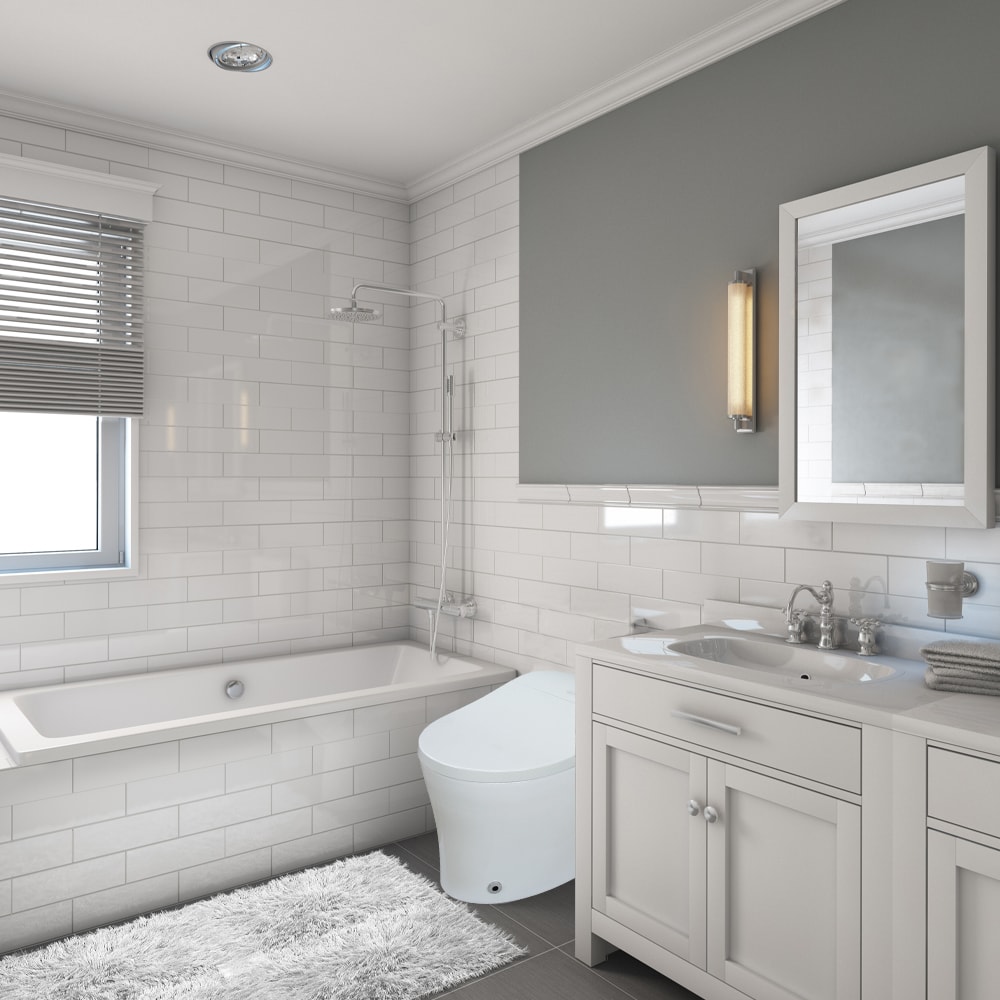 Bidet inteligente de altura estándar, doble descarga, con cierre suave en color blanco romero de Transolid, de una sola pieza y con desagüe de 12 pulgadas. 1.28 GPF TL-5401-A.
