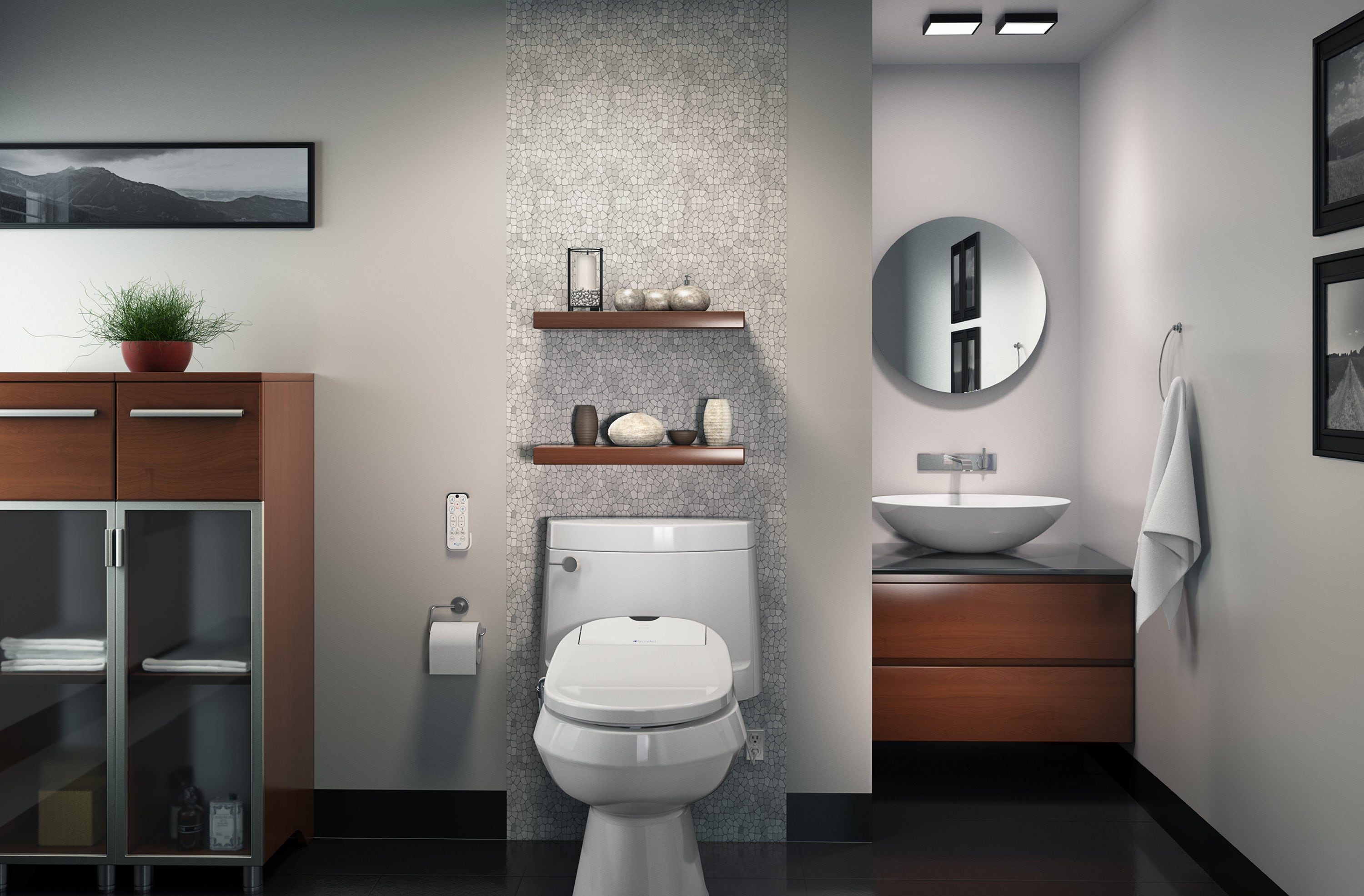 Asiento de Bidé con Calentador y Cierre Suave Redondo de Plástico Blanco Brondell Swash 1000