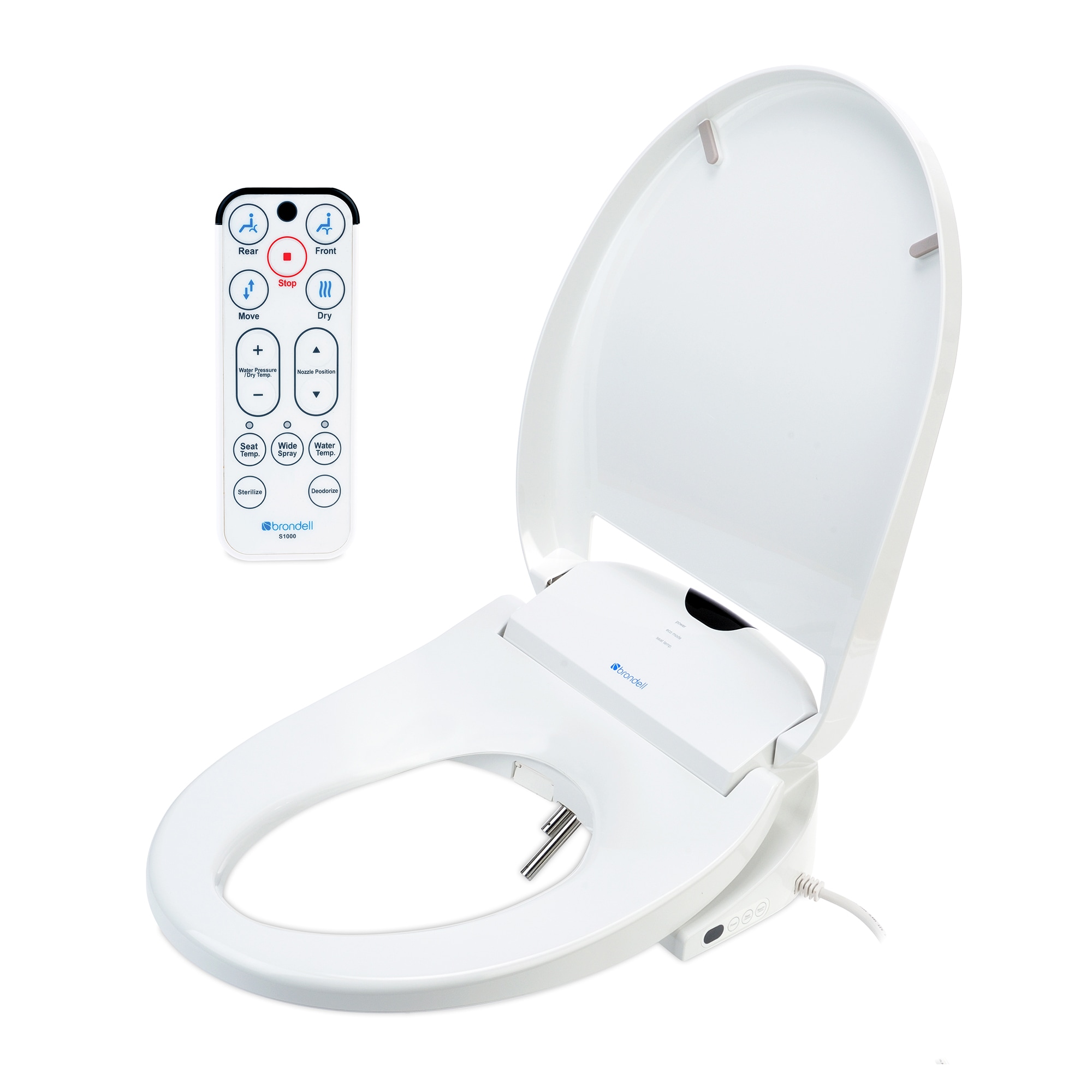 Asiento de Bidé con Calentador y Cierre Suave Redondo de Plástico Blanco Brondell Swash 1000