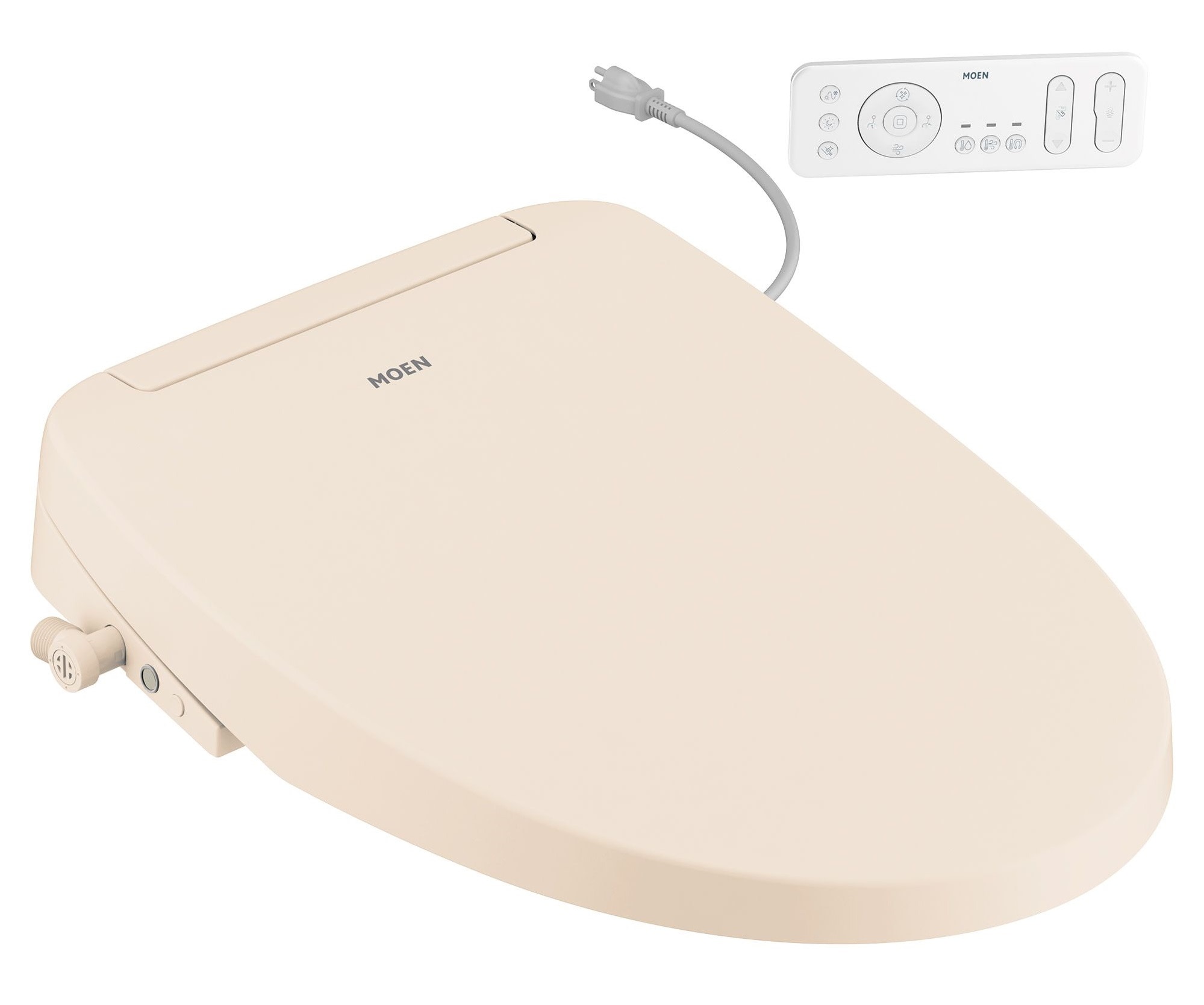 Asiento de bidé inteligente de plástico alargado con cierre suave y calentador "Biscuit" Moen EB1500-EBS