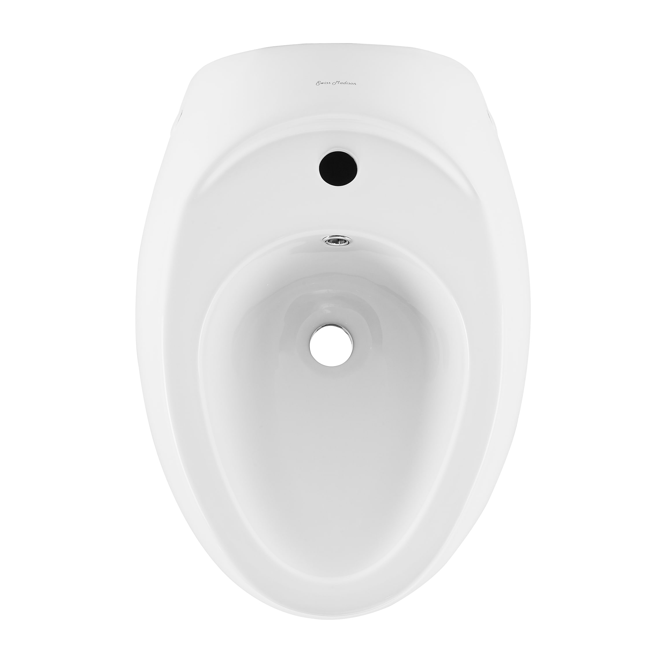 Bidet colgante blanco brillante Swiss Madison con altura estándar y descarga en pared SM-25-BDNNS03WH