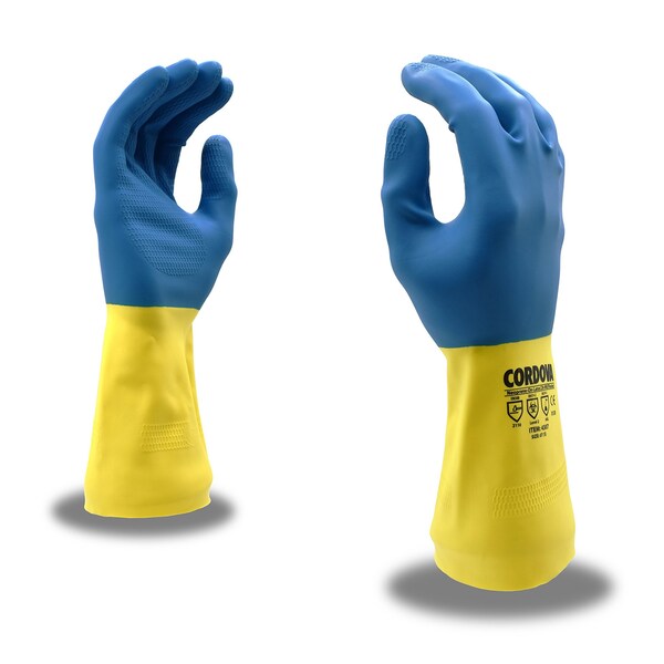 Guantes de Neopreno/Látex de Alta Calidad Cordova - Azul/Amarillo, Talla 7, Paquete de 12 - 4307