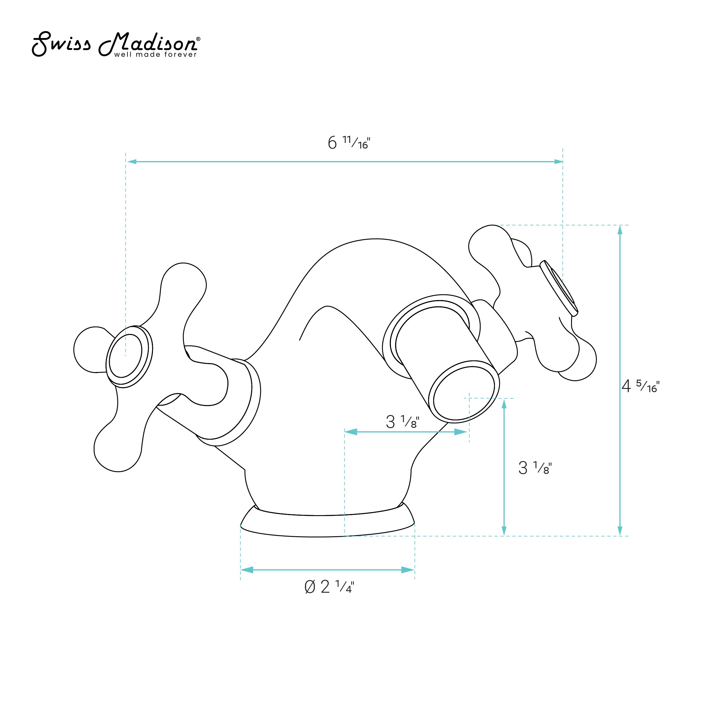 Grifo para bidé de dos manijas con rociador horizontal cromado Swiss Madison SM-25-DFLAU03CH