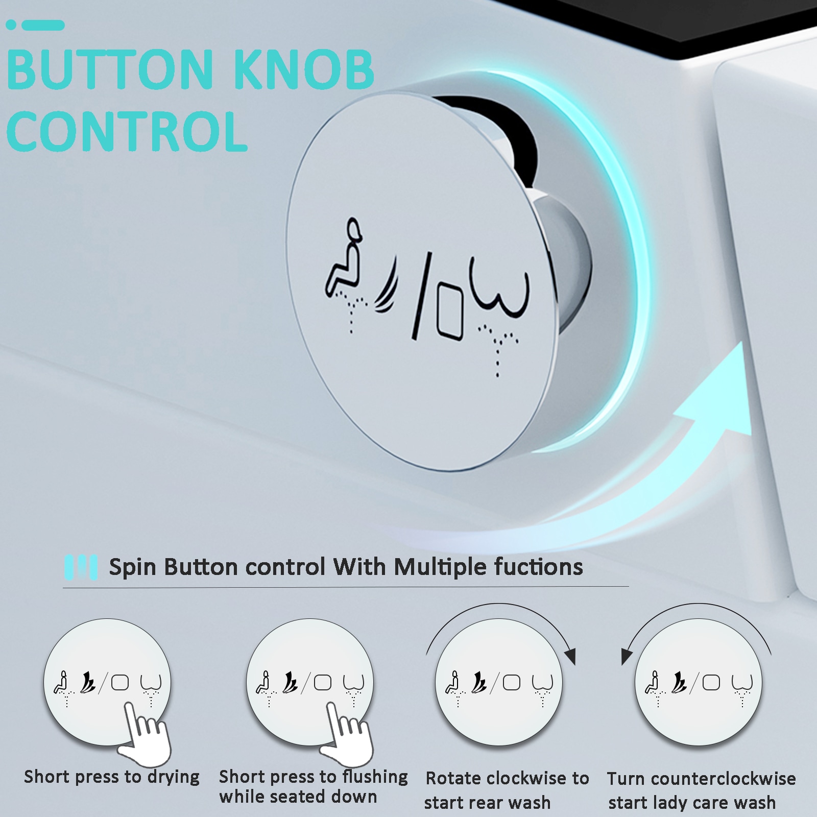 Mondawe Blanco con Descarga Dual Elongado Altura Estándar Bidet Inteligente de 1 Pieza con Descarga de 12 pulgadas y 1.28 GPF MD-JP-09921