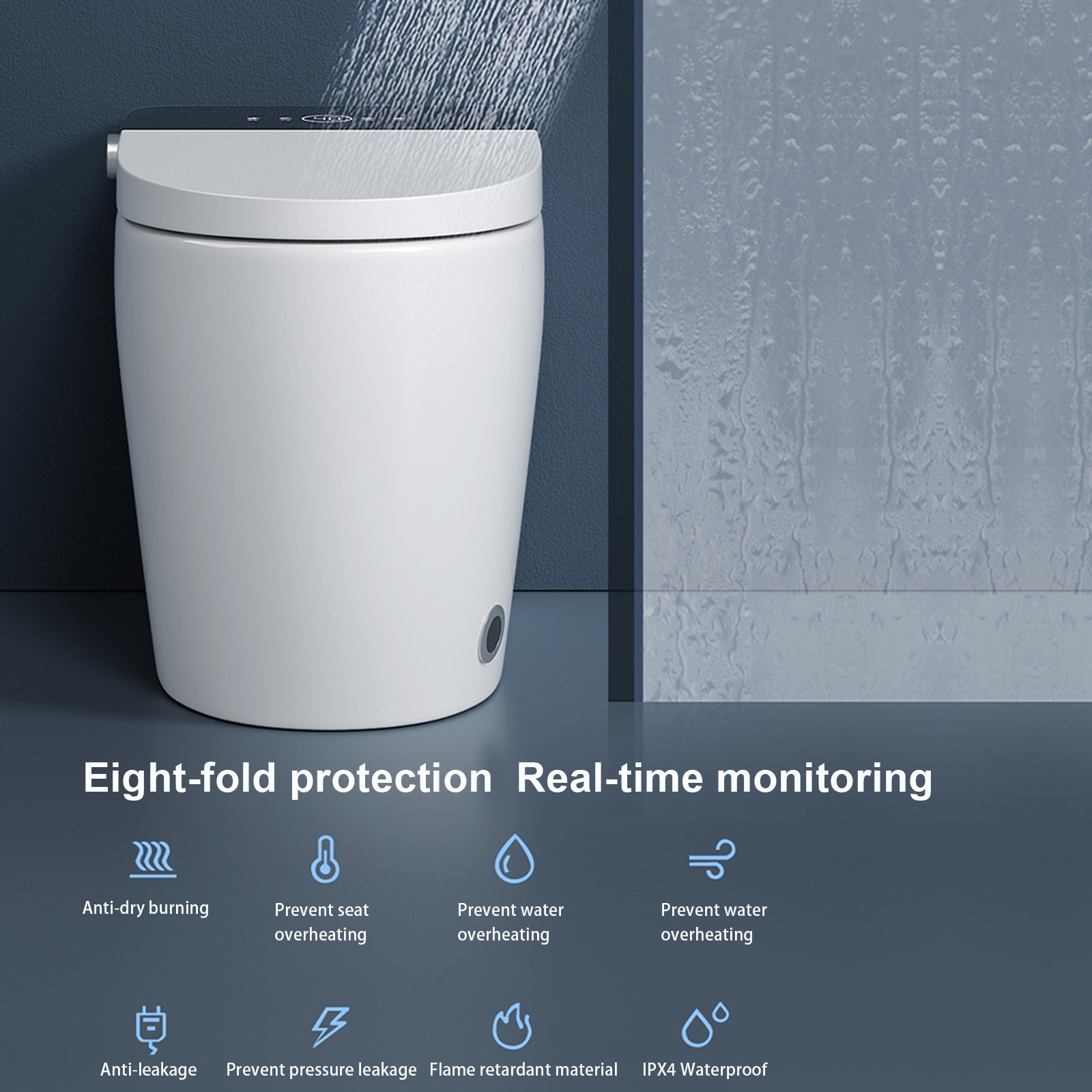 Mondawe Blanco con Descarga Dual Elongado Altura Estándar Bidet Inteligente de 1 Pieza con Descarga de 12 pulgadas y 1.28 GPF MD-JP-09921