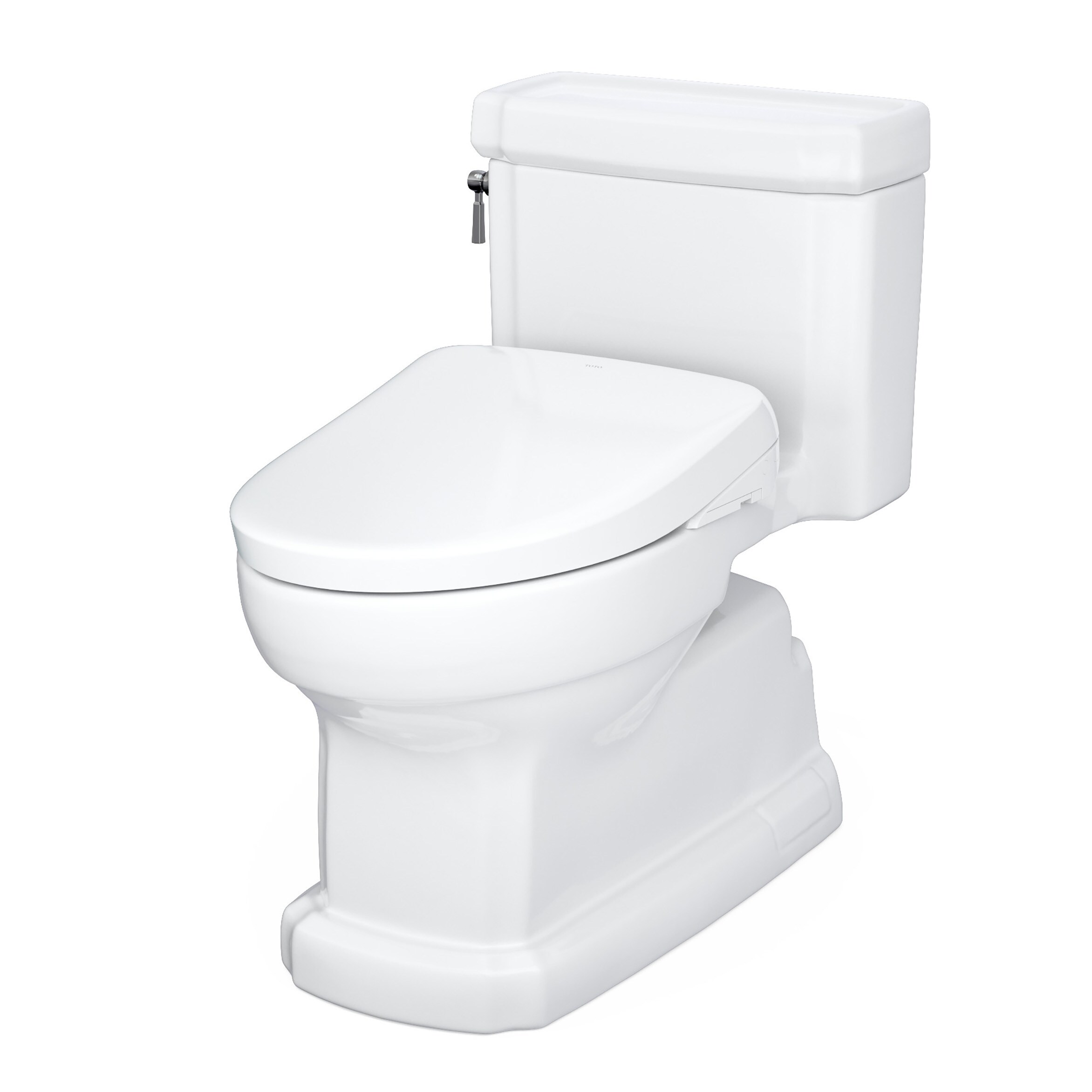 Bidet de una sola pieza con altura de silla alargada en blanco de algodón TOTO Guinevere con descarga de 1.28 GPF y aproximación de 12 pulgadas MW9744724CEFGA-01