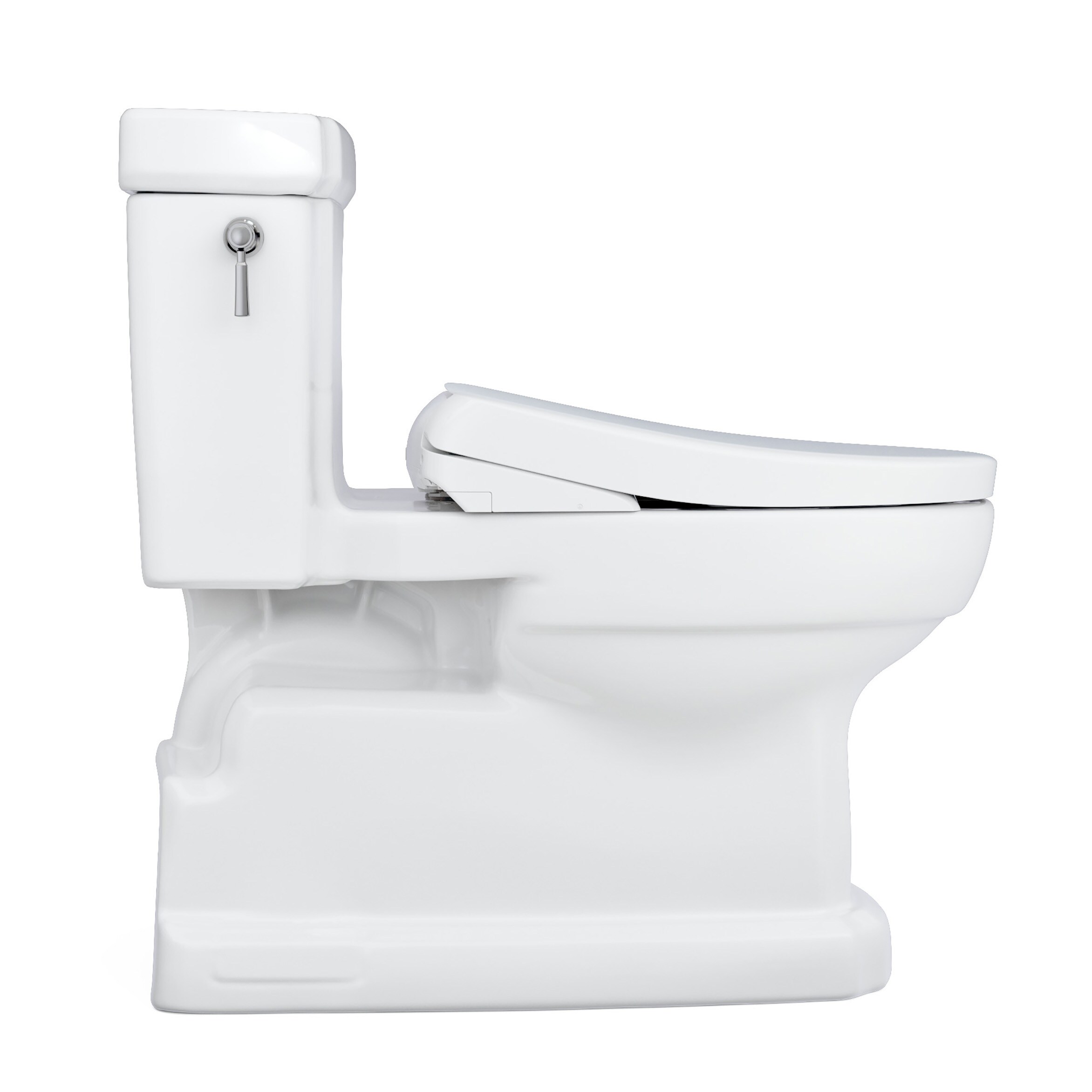 Bidet de una sola pieza con altura de silla alargada en blanco de algodón TOTO Guinevere con descarga de 1.28 GPF y aproximación de 12 pulgadas MW9744724CEFGA-01