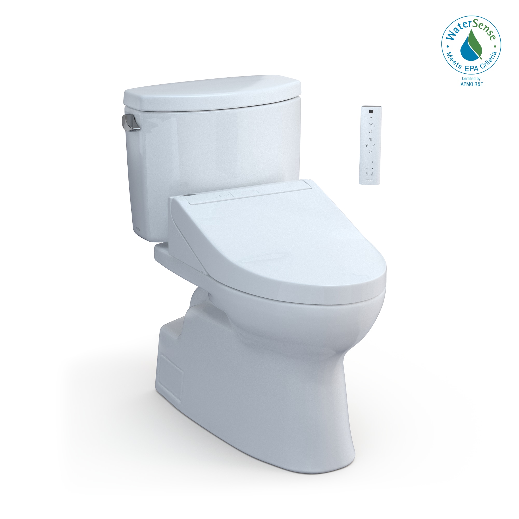TOTO Washlet+ Blanco de Algodón Soltero Alargado Estándar con Altura Suave de Cierre Suave de 2 Piezas Bidet de 12 pulgadas para Etiqueta WaterSense 1.28 GPF MW4743084CEFG-01